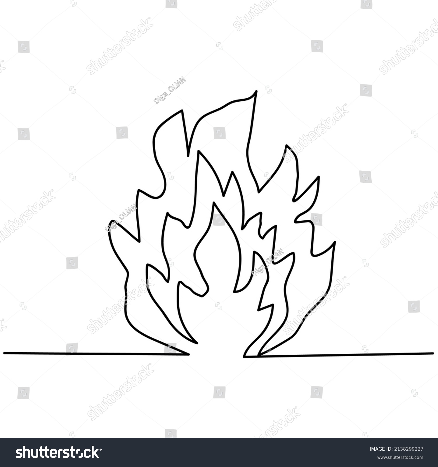 Bonfire Line Art Continuous Line Drawing Stock Vector (Royalty Free ...