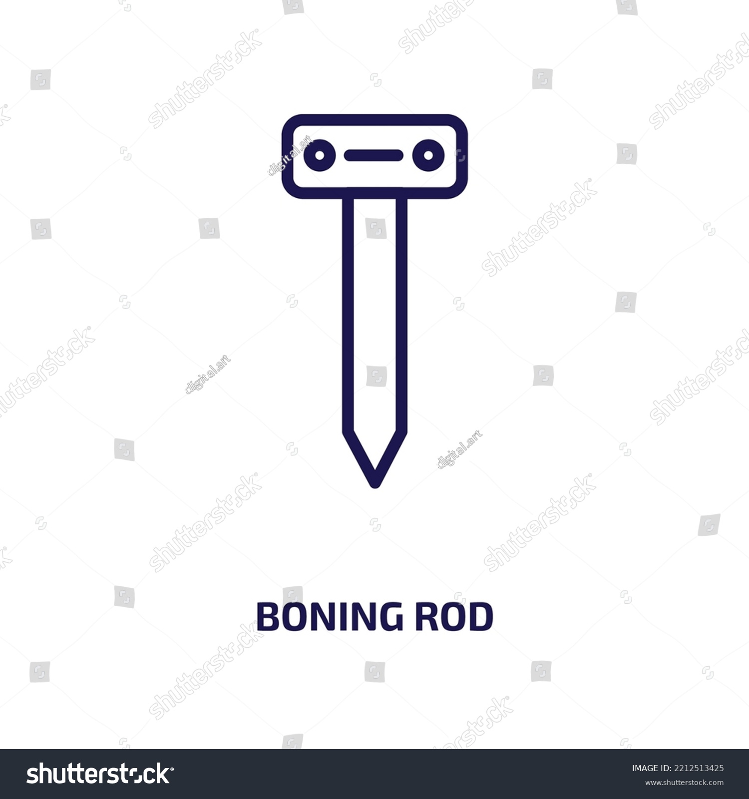 SVG of boning rod icon from construction tools collection. Thin linear boning rod, tattoo, rod outline icon isolated on white background. Line vector boning rod sign, symbol for web and mobile svg