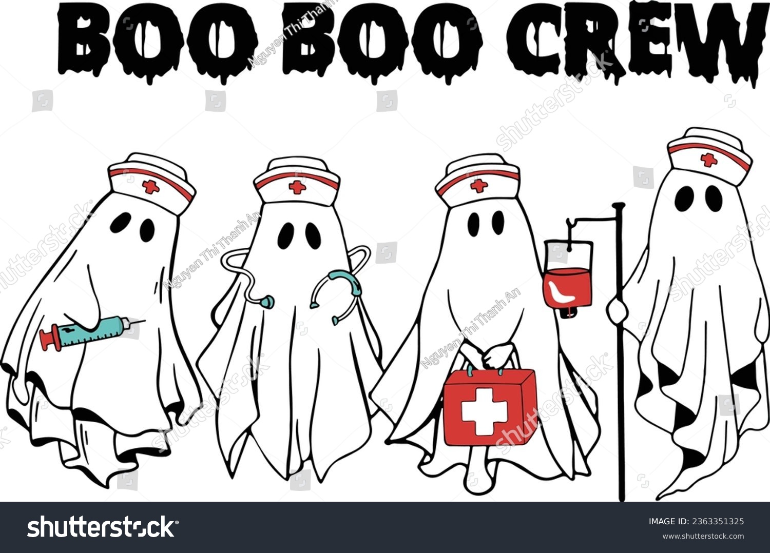 SVG of Boo Boo Crew Svg File, Ghost Nurse Svg, Funny Nurse, Cute Ghost Svg, Halloween, Nursing, Spooky svg