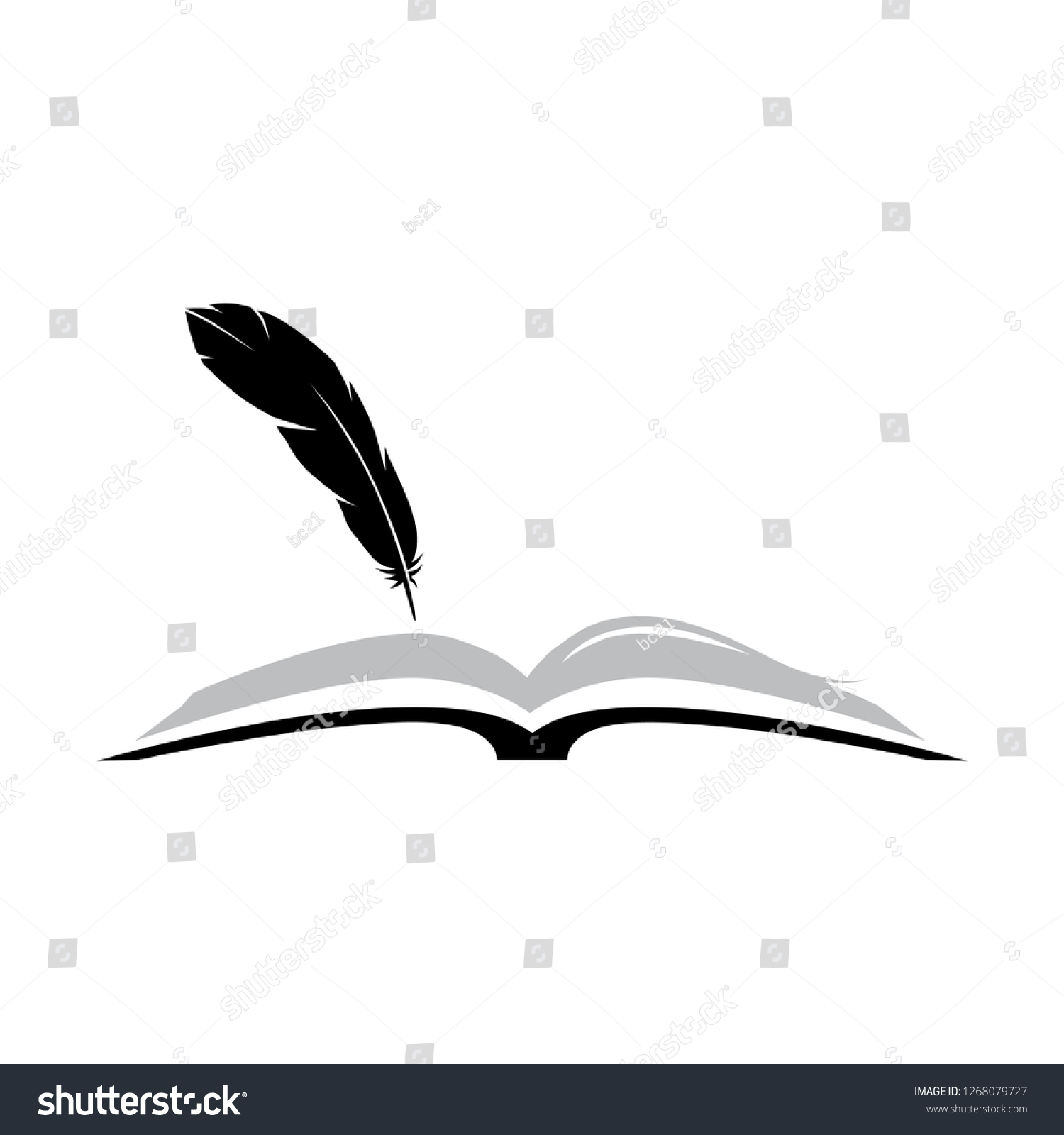 Book Feather Logo Icon Stock Vector (Royalty Free) 1268079727 ...