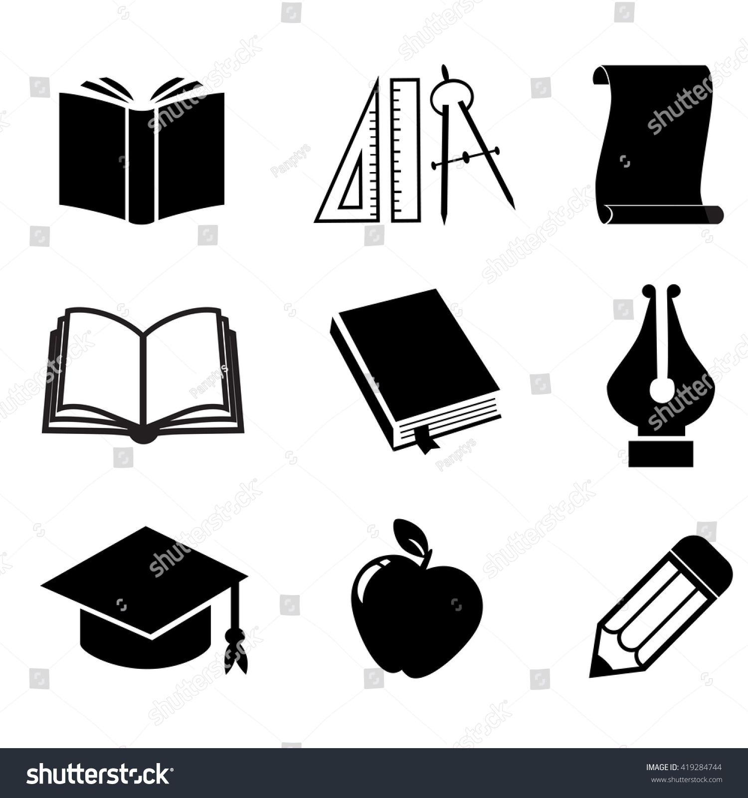 Book Education School Icon Set Vector Stock Vector 419284744 - Shutterstock