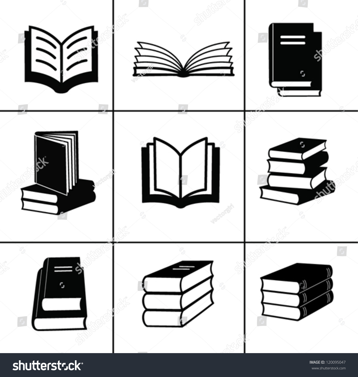 Book Icons Set 스톡 벡터(사용료 없음) 120095047 - Shutterstock