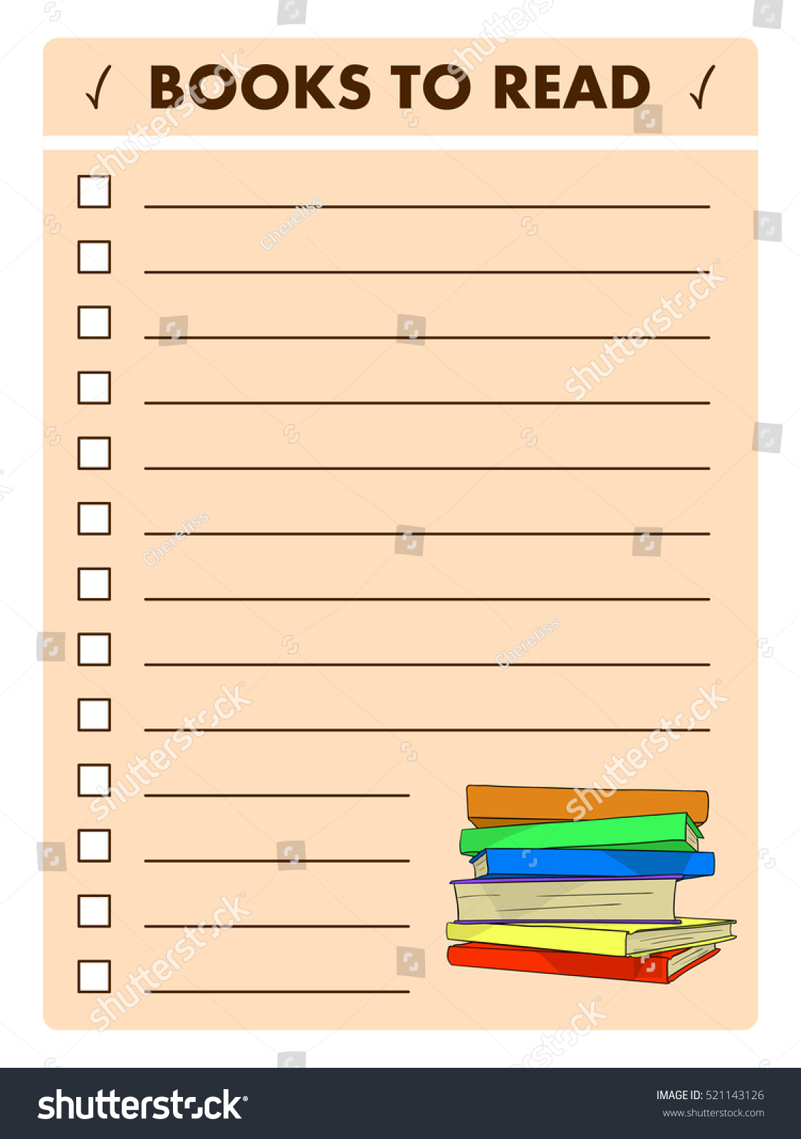 Reading List Template from image.shutterstock.com