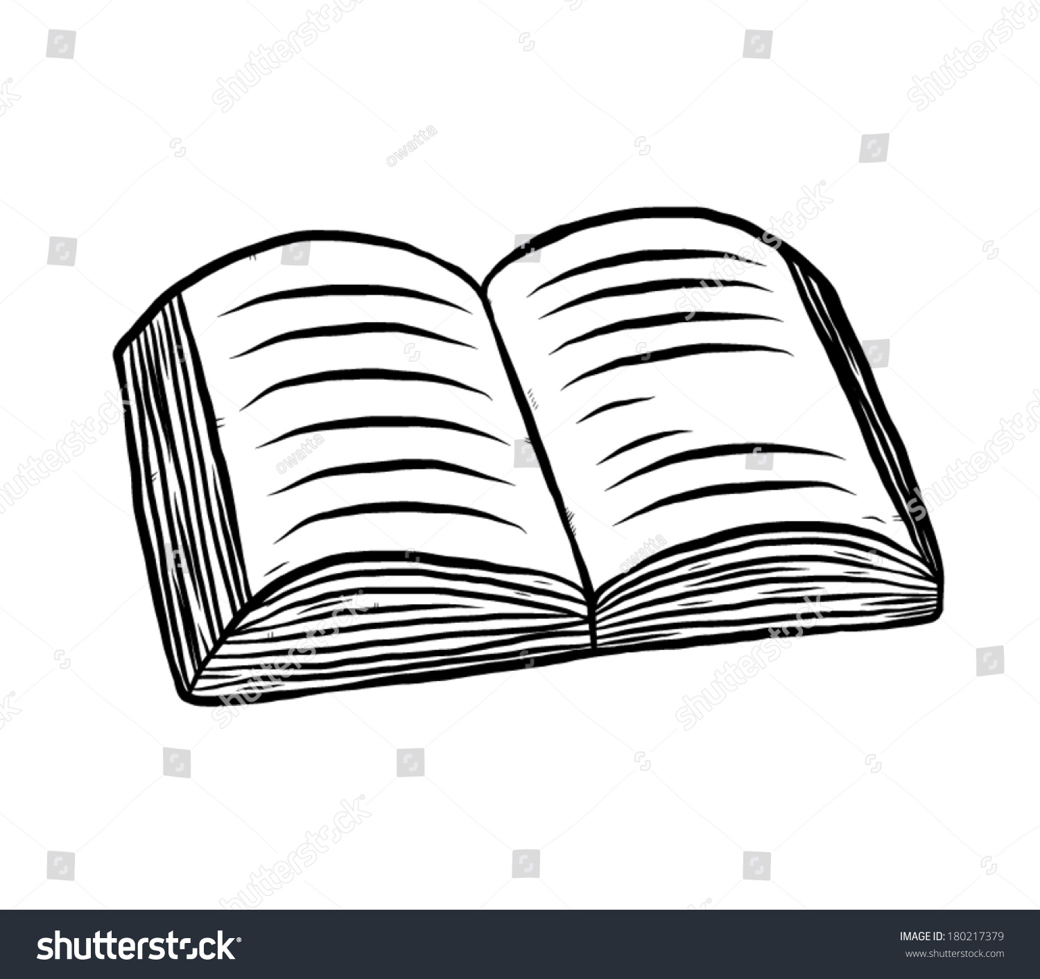 Book Opened / Cartoon Vector And Illustration, Black And White, Hand ...