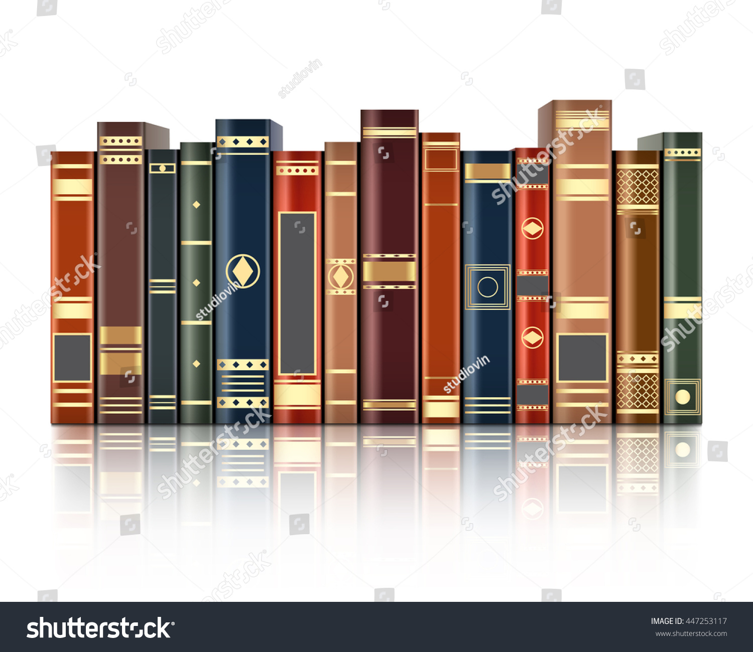 Books On White Background Reflection Stock Vector (Royalty Free