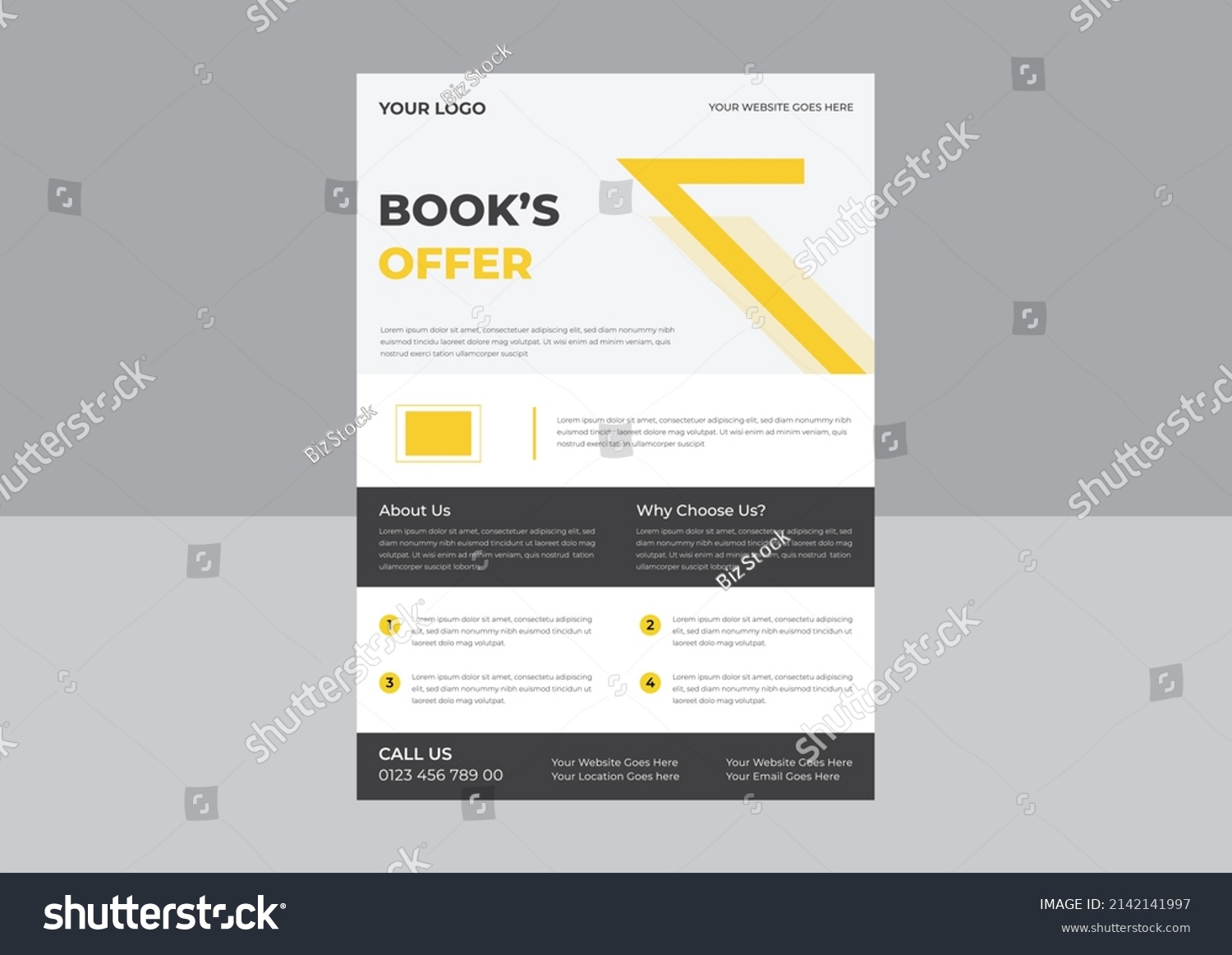 Bookstore Flyer Design Template Bookshop Library Stock Vector (Royalty ...