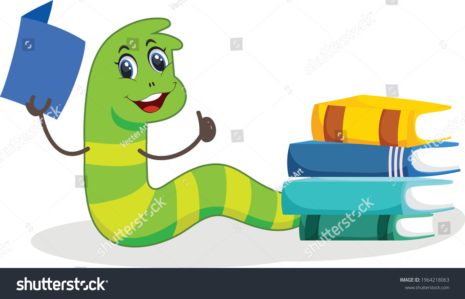 Bookworm Cartoon Vector Art Illustration Stock Vector (Royalty Free ...