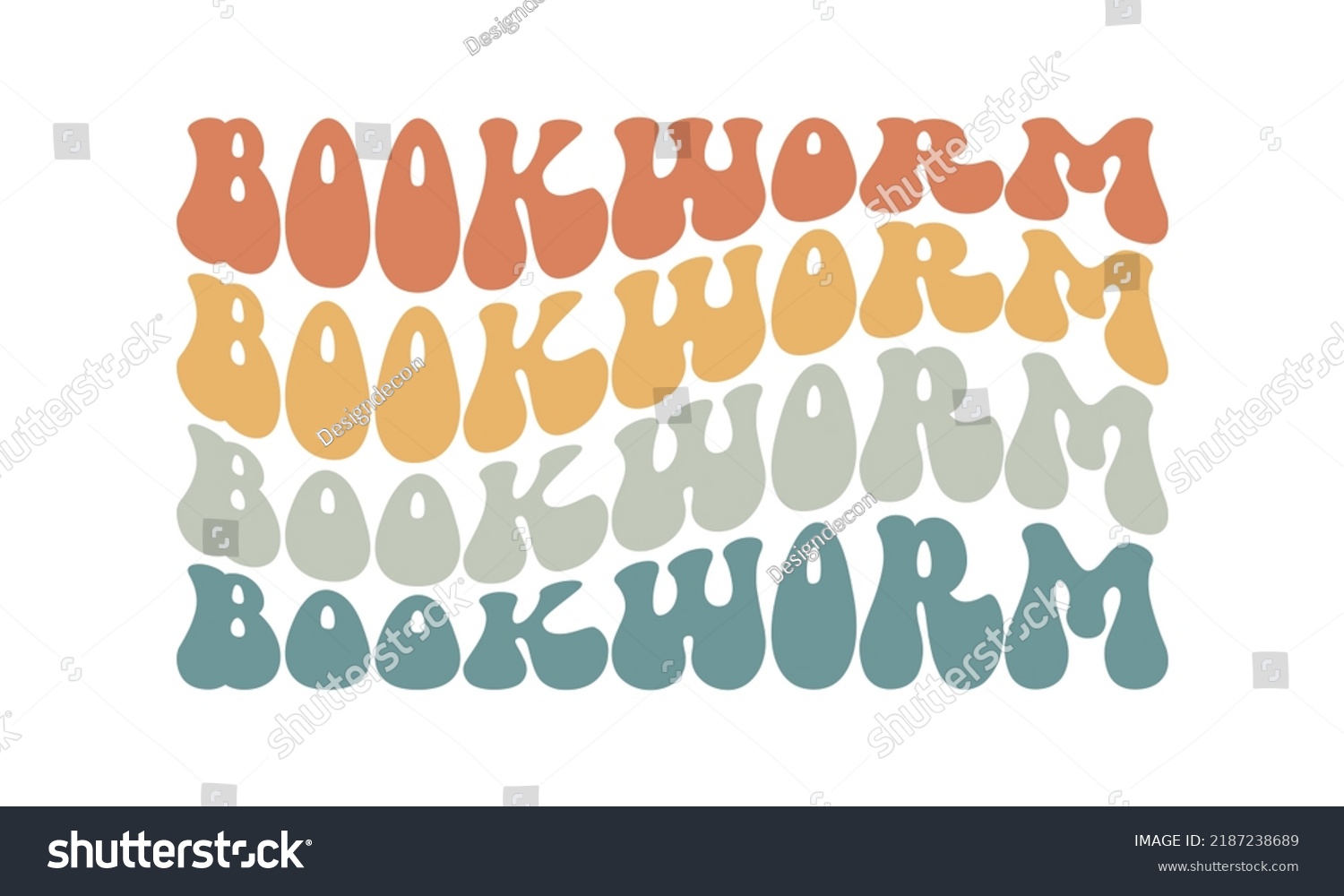 SVG of Bookworm Retro Reading wavy 3D typography Sublimation vector EPS on white background svg