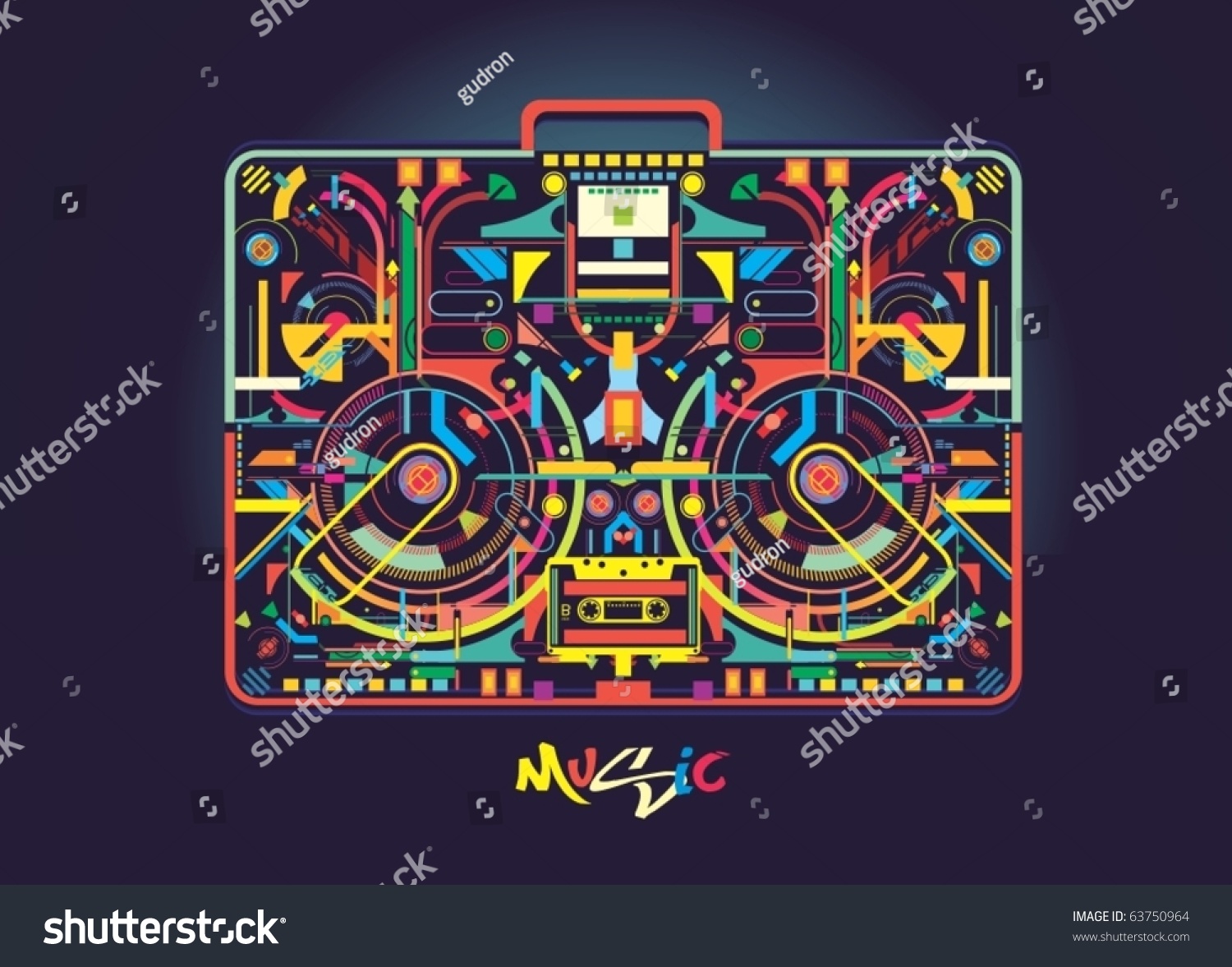 SVG of Boombox illustration created from colorful abstract shapes,vector svg