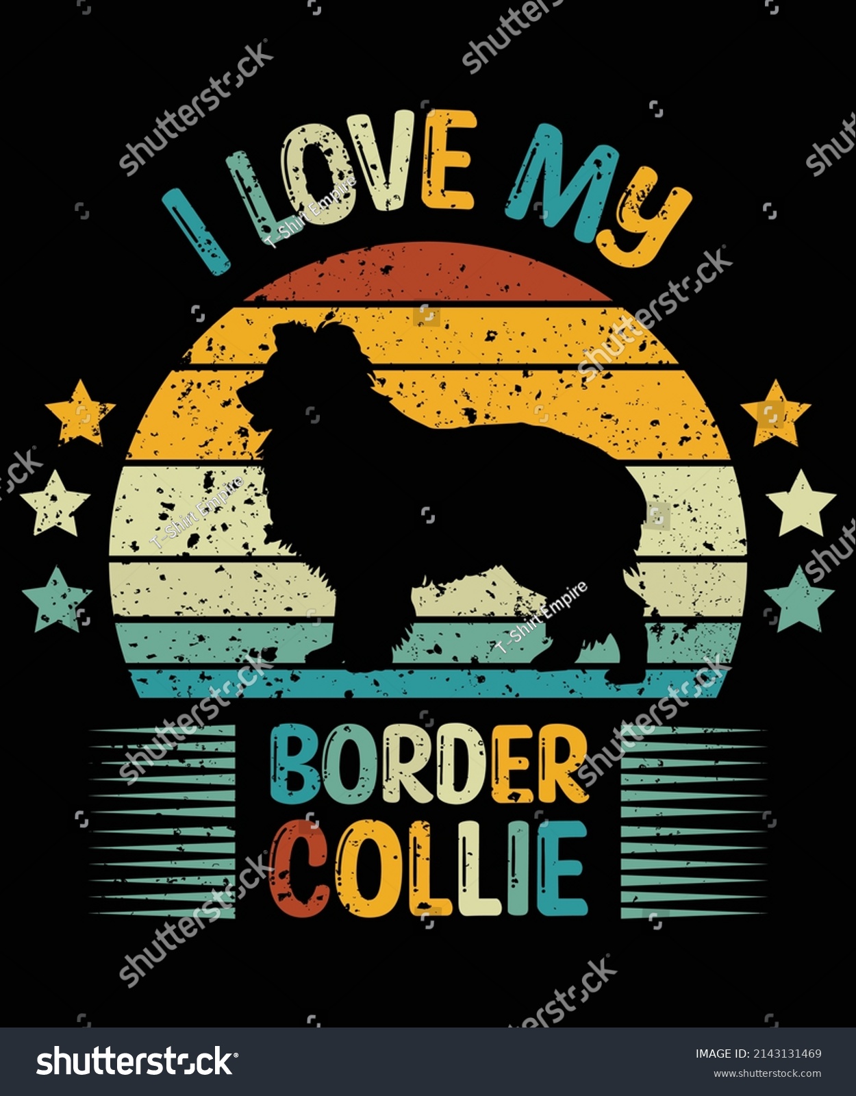 SVG of Border Collie silhouette vintage and retro t-shirt design svg