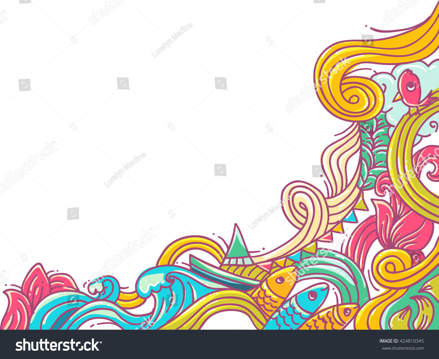 Border Illustration Featuring Colorful Waves Stock Vector (Royalty Free ...