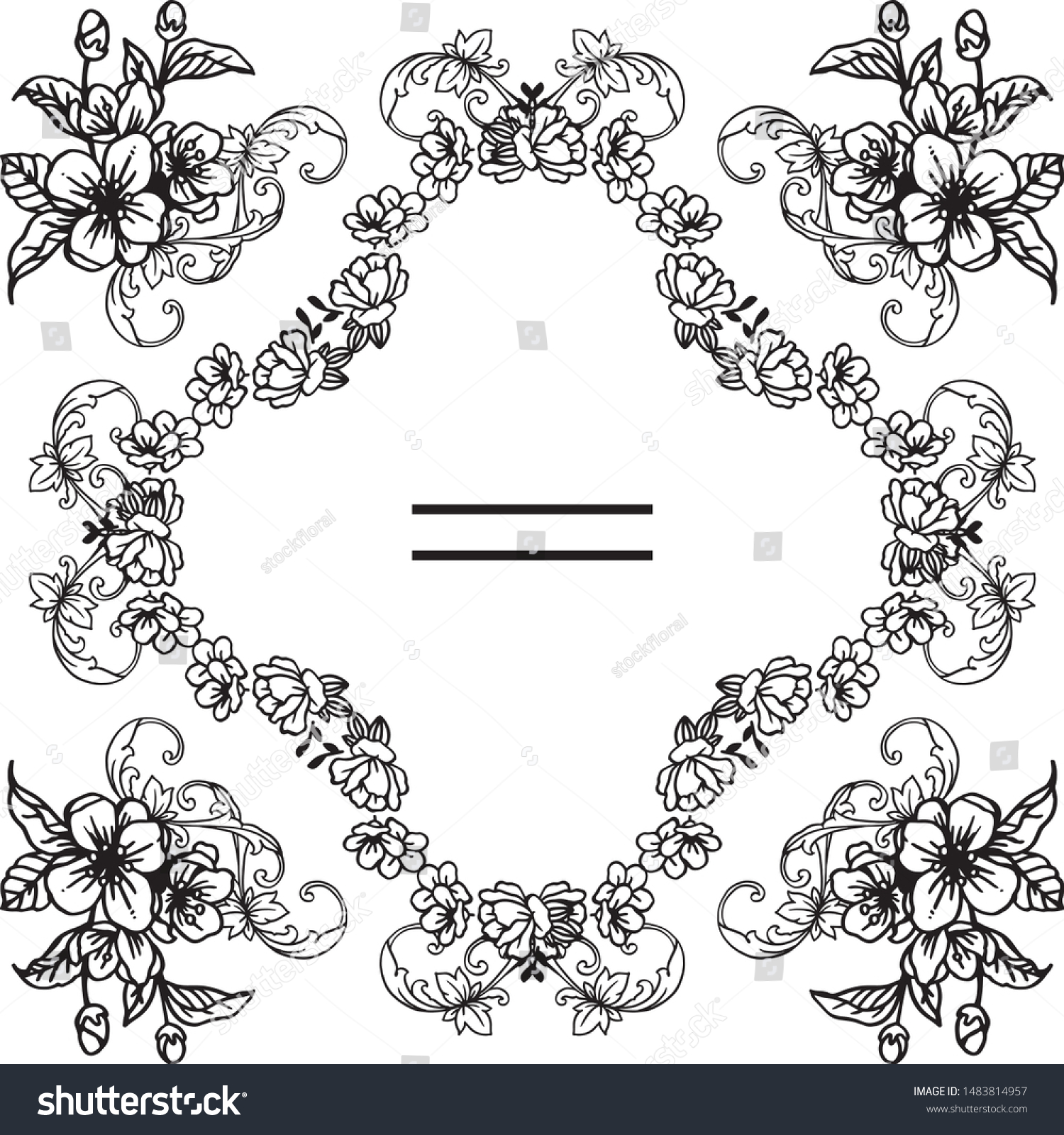 Border Ornament Leaf Wreath Frame Black Stock Vector (Royalty Free ...