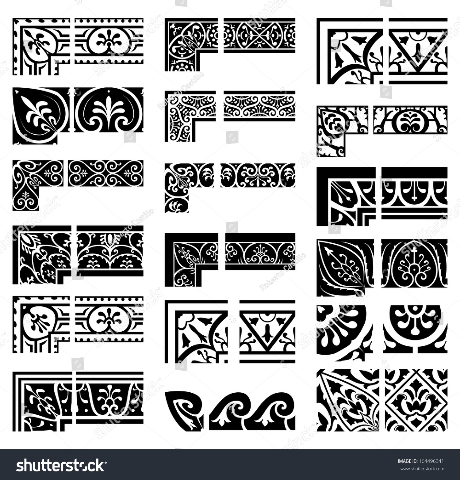 Borders Corners Set Baroque Classical Style Stock Vector (Royalty Free ...