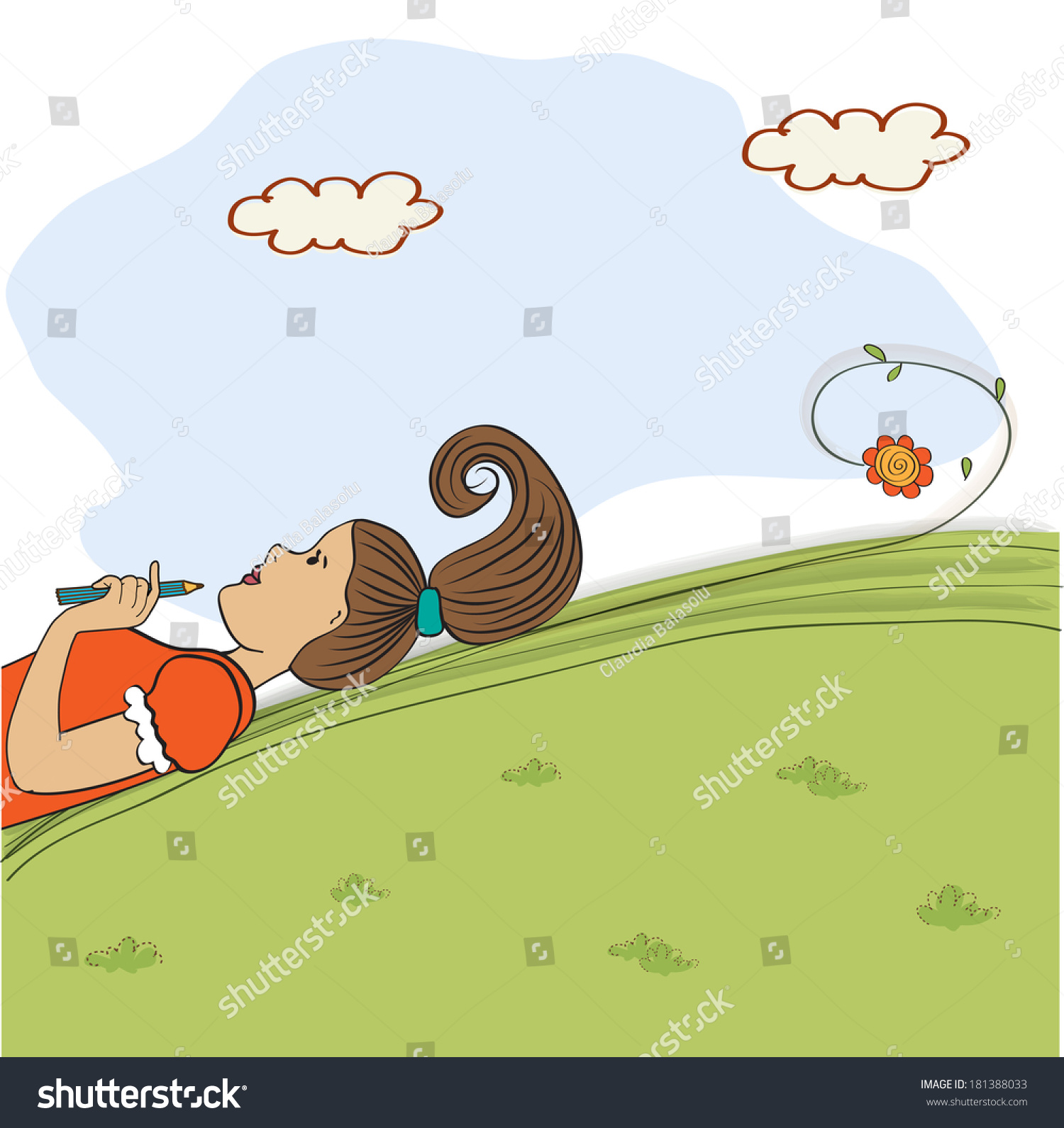 937 Laying on the grass drawing Images, Stock Photos & Vectors ...