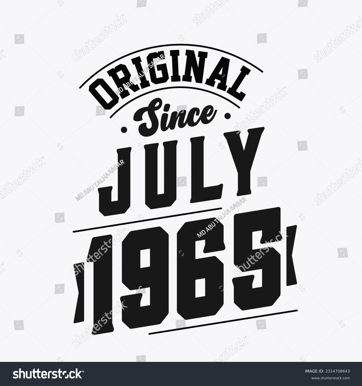 SVG of Born in July 1965 Retro Vintage Birthday, Original Since July 1965 svg