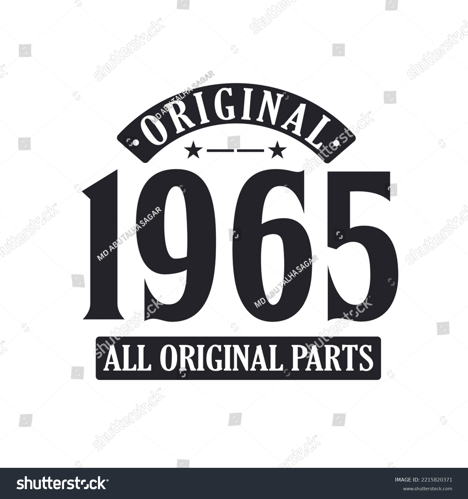 SVG of Born in 1965 Vintage Retro Birthday, Original 1965 All Original Parts svg