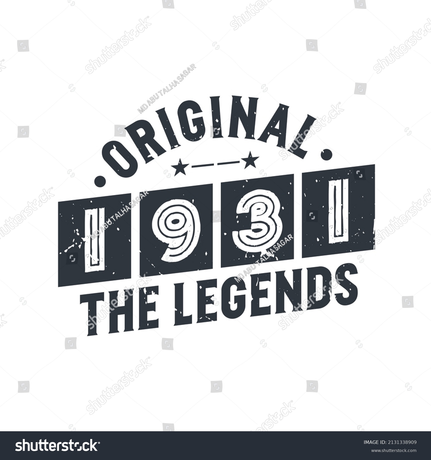 Born 1931 Vintage Retro Birthday Original Stock Vector (Royalty Free