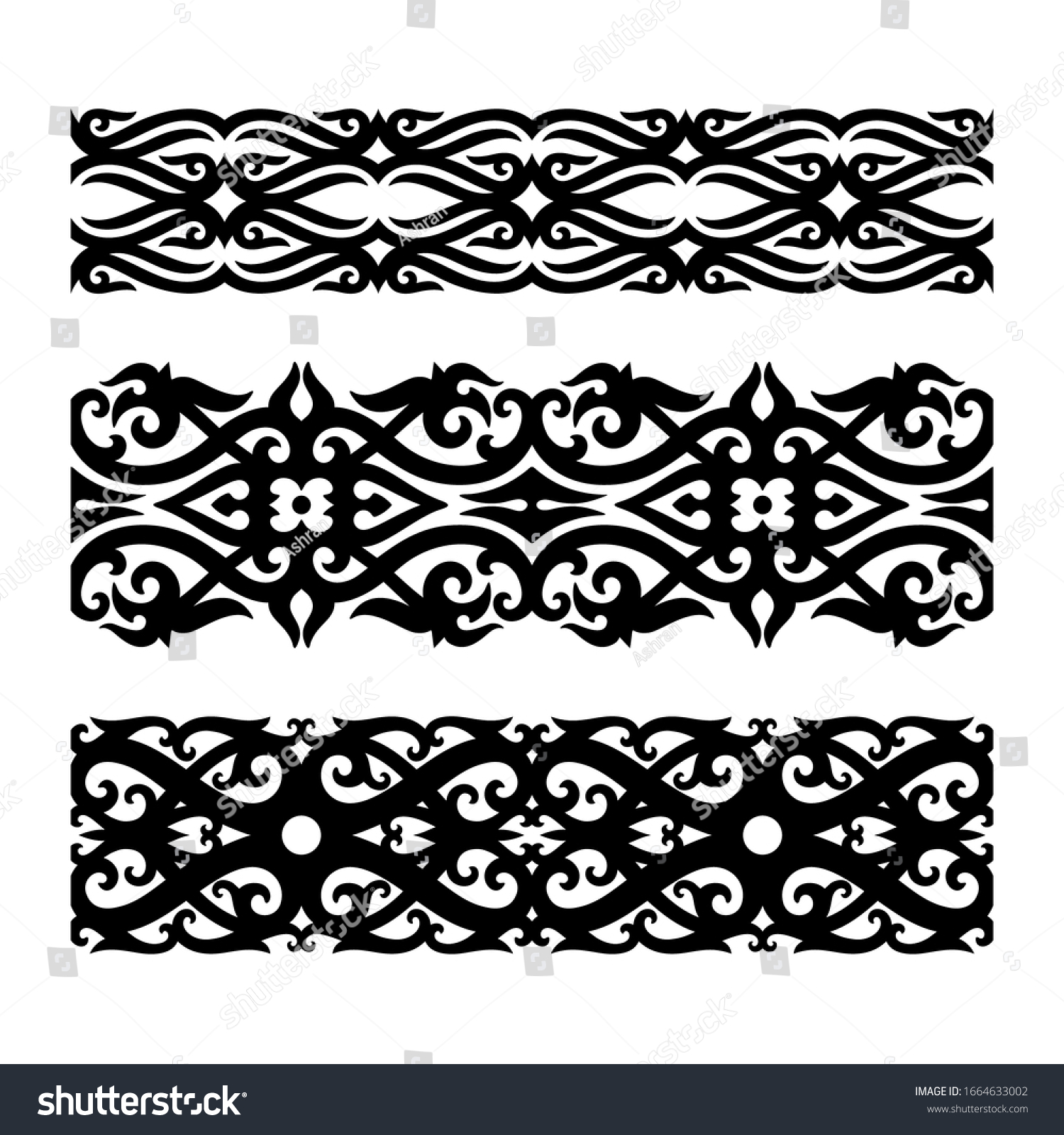 Borneo Kalimantan Dayak Ornament Set Stock Vector (Royalty Free ...