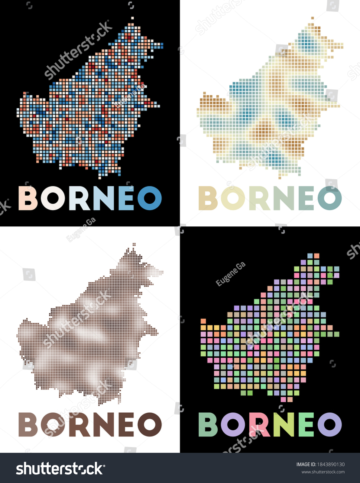 Borneo Map Collection Map Borneo Dotted Stock Vector (Royalty Free ...