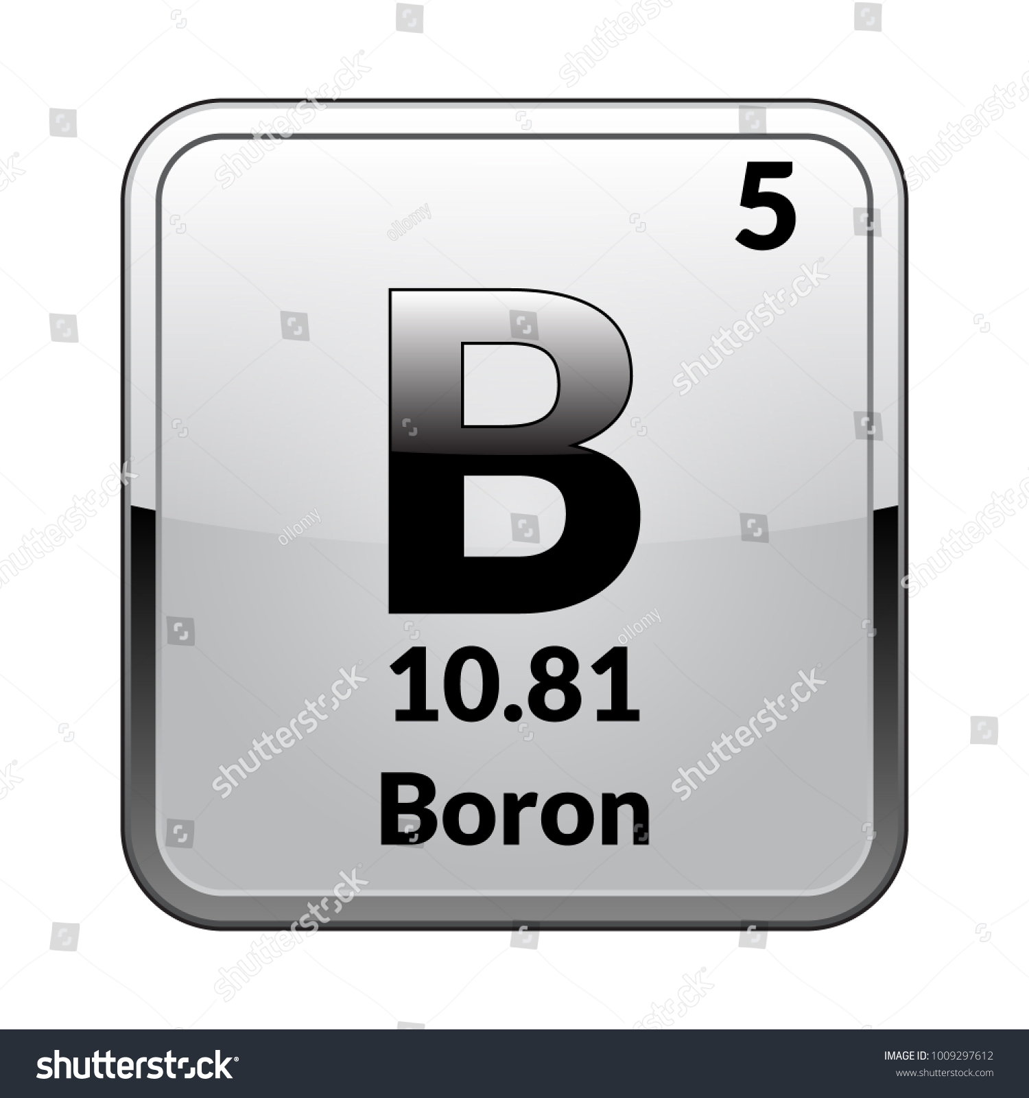 boron symbolchemical element of the periodic table on a glossy white background in a