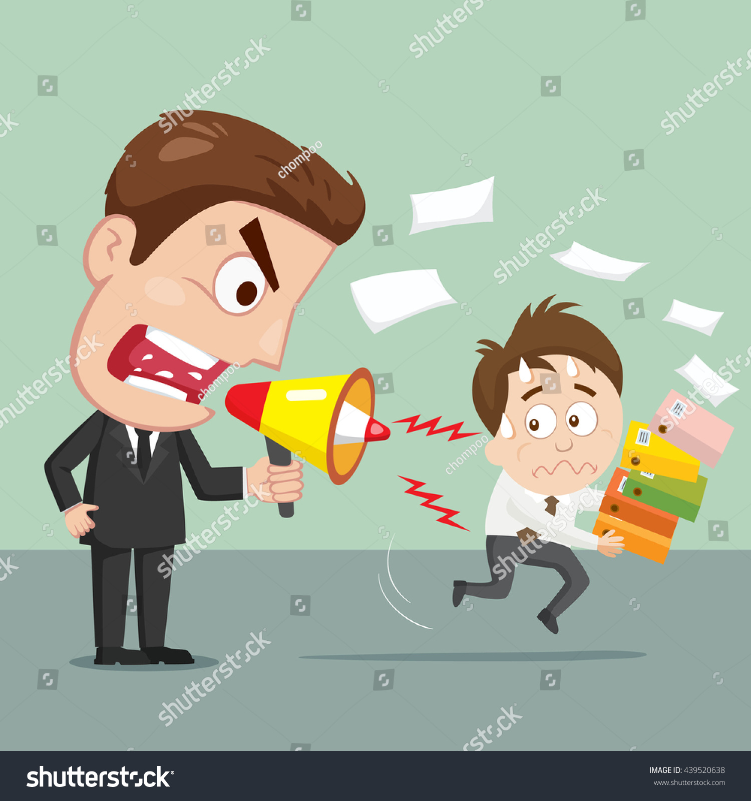 Boss Shouting His Tired Employee Vector Stock Vector 439520638 ...