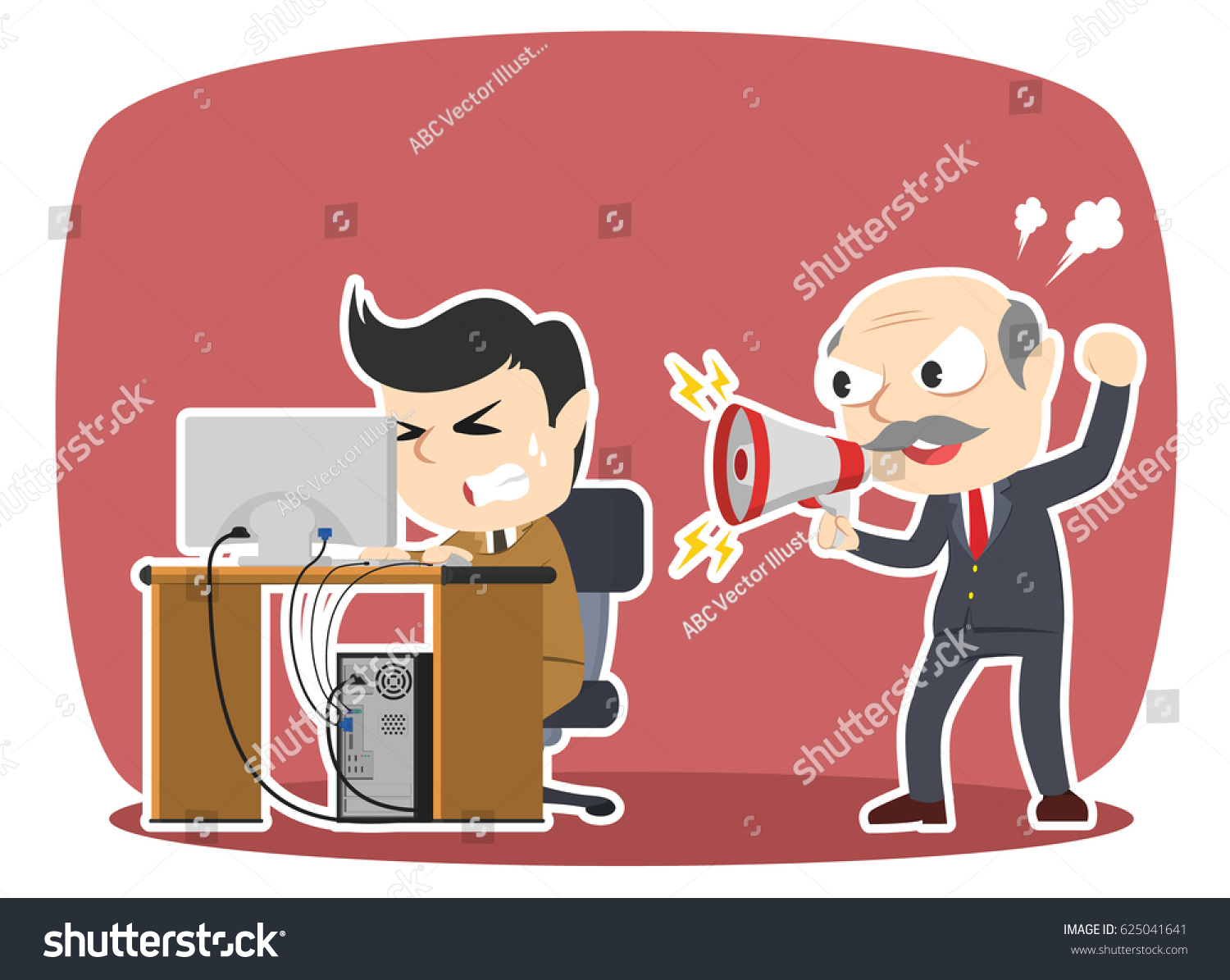 Boss Yelling His Stressed Male Employee Stock Vector (Royalty Free ...