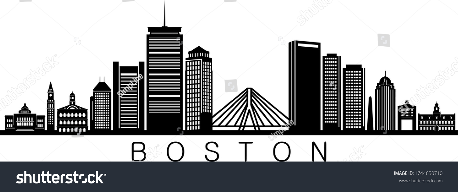 Boston City Massachusetts Skyline Silhouette Cityscape Stock Vector ...