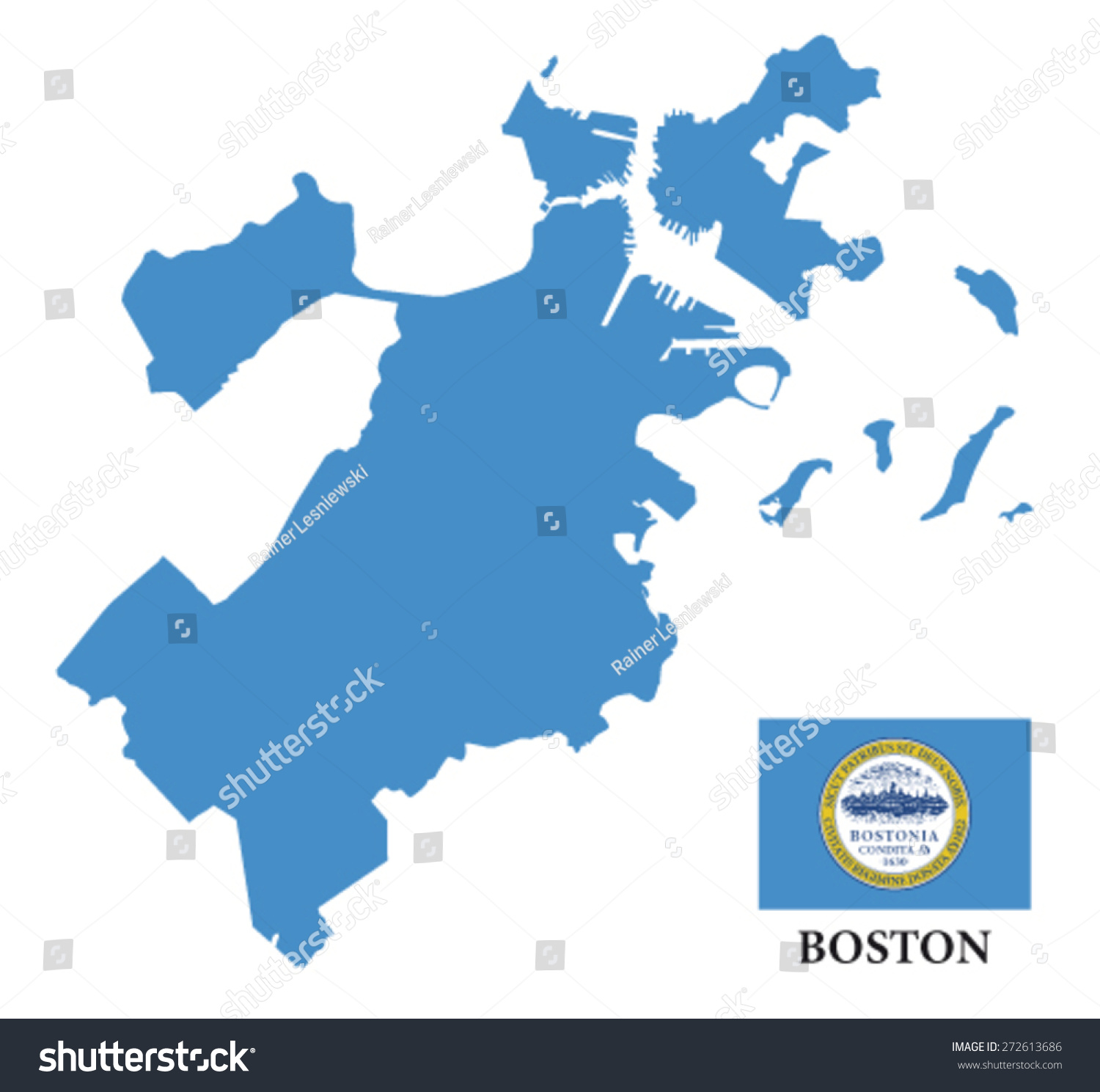 SVG of boston map with flag svg