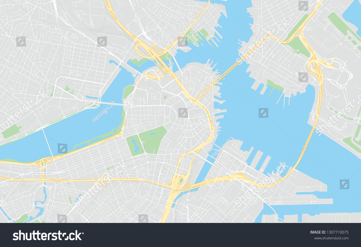 SVG of Boston, Massachusetts, classic colors, printable map, designed as a high quality background for high contrast icons and information in the foreground. svg