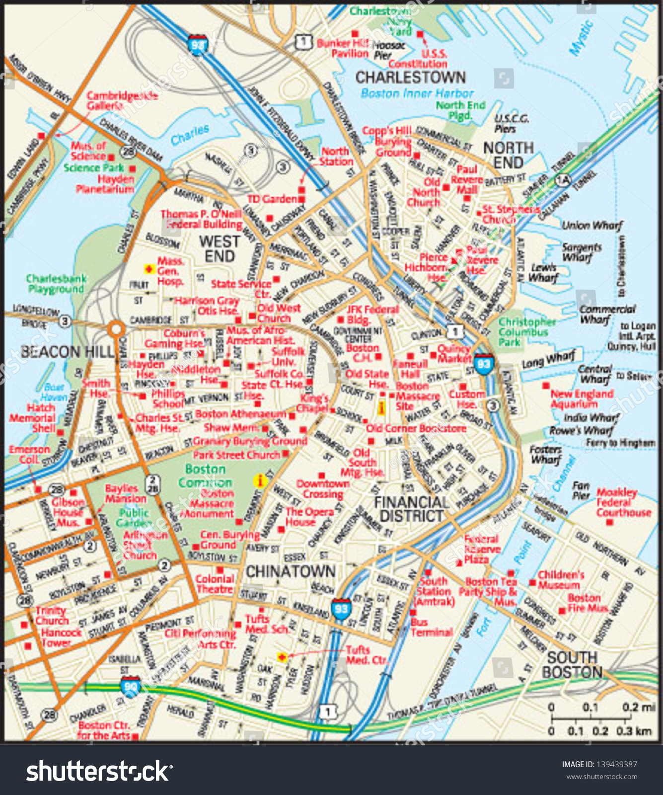 SVG of Boston, Massachusetts downtown map svg