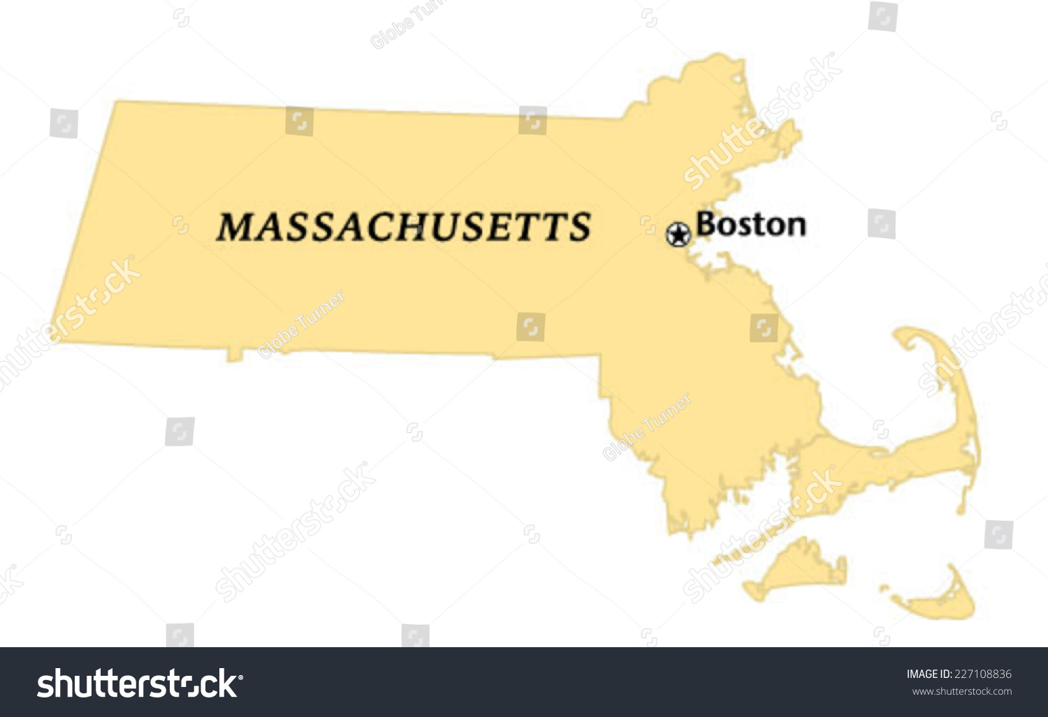 Boston Massachusetts Locate Map Stock Vector (Royalty Free) 227108836 ...