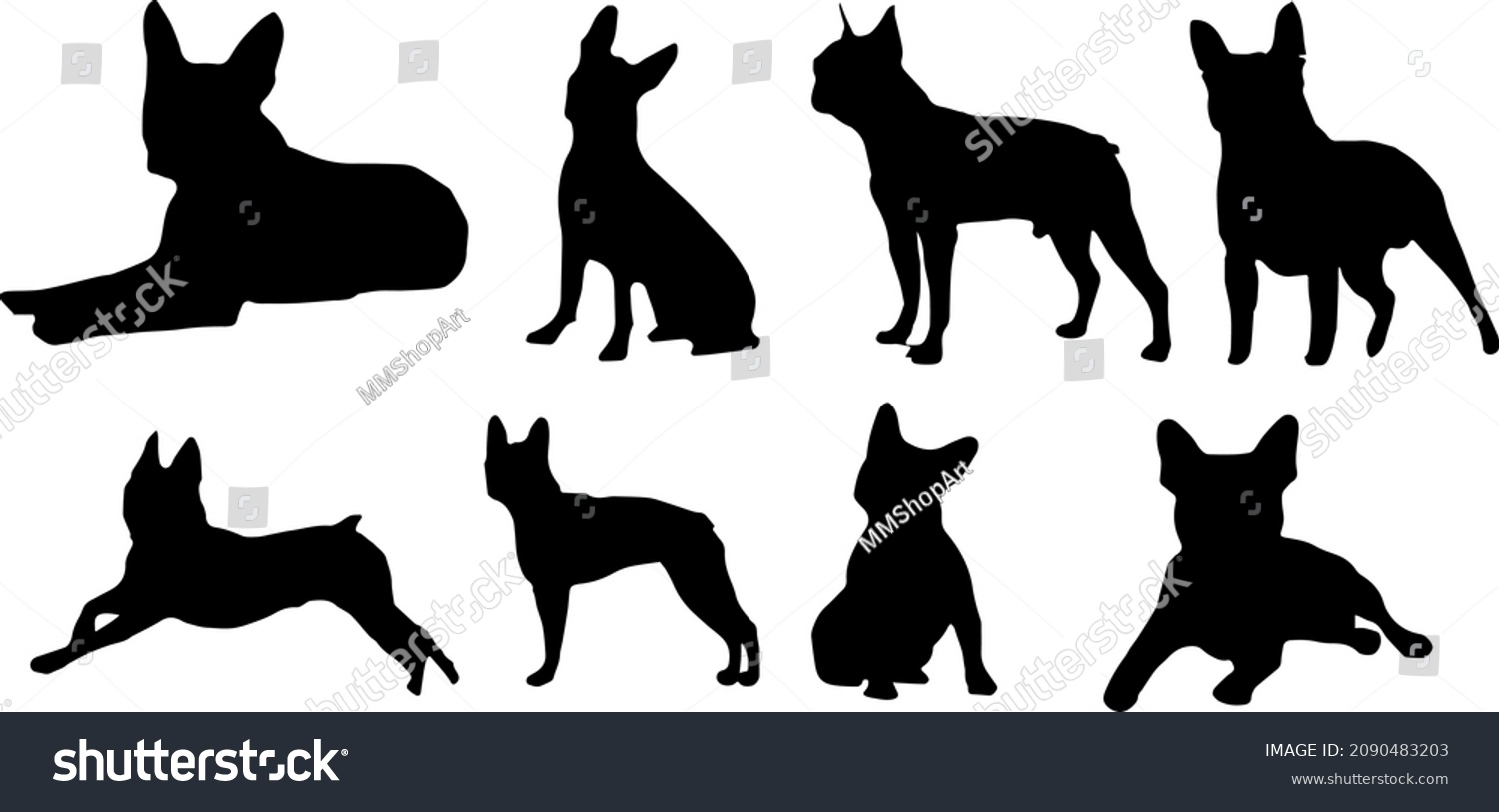 SVG of Boston Terrier Dog Silhouette Bundle SVG svg