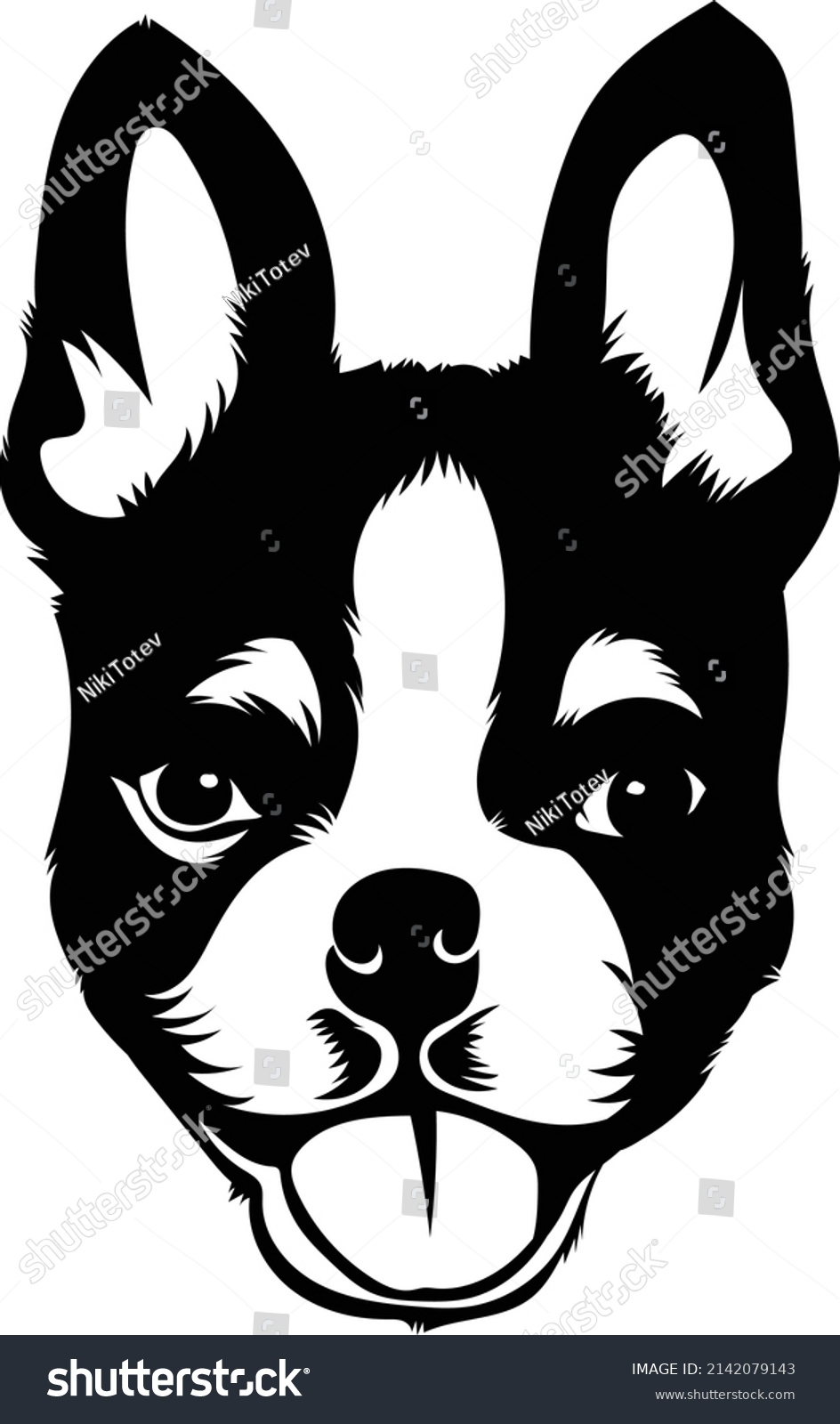 Boston Terrier Head Vector Image Stock Vector (Royalty Free) 2142079143 ...