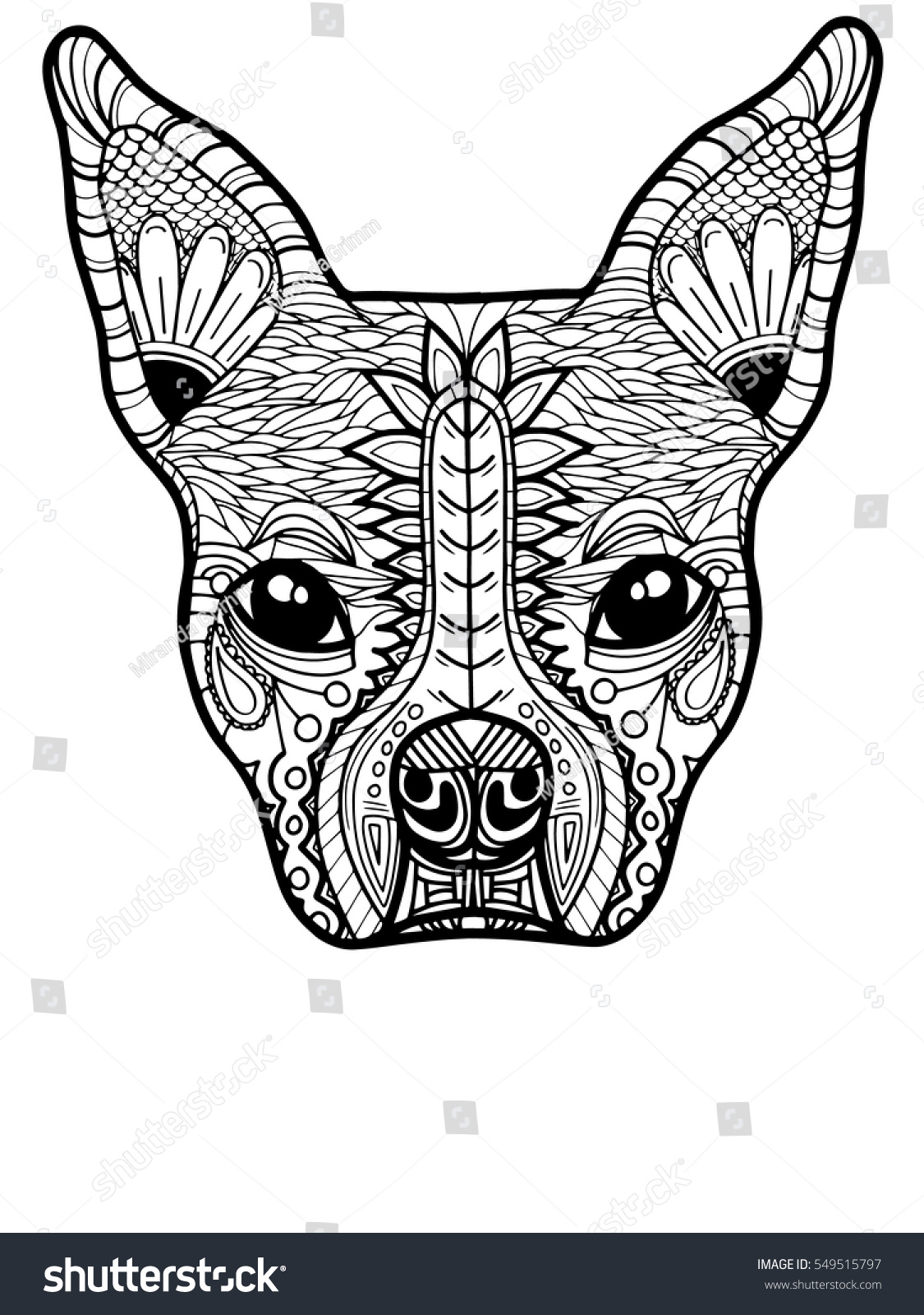Boston Terrier or French Bulldog Adult Coloring Page