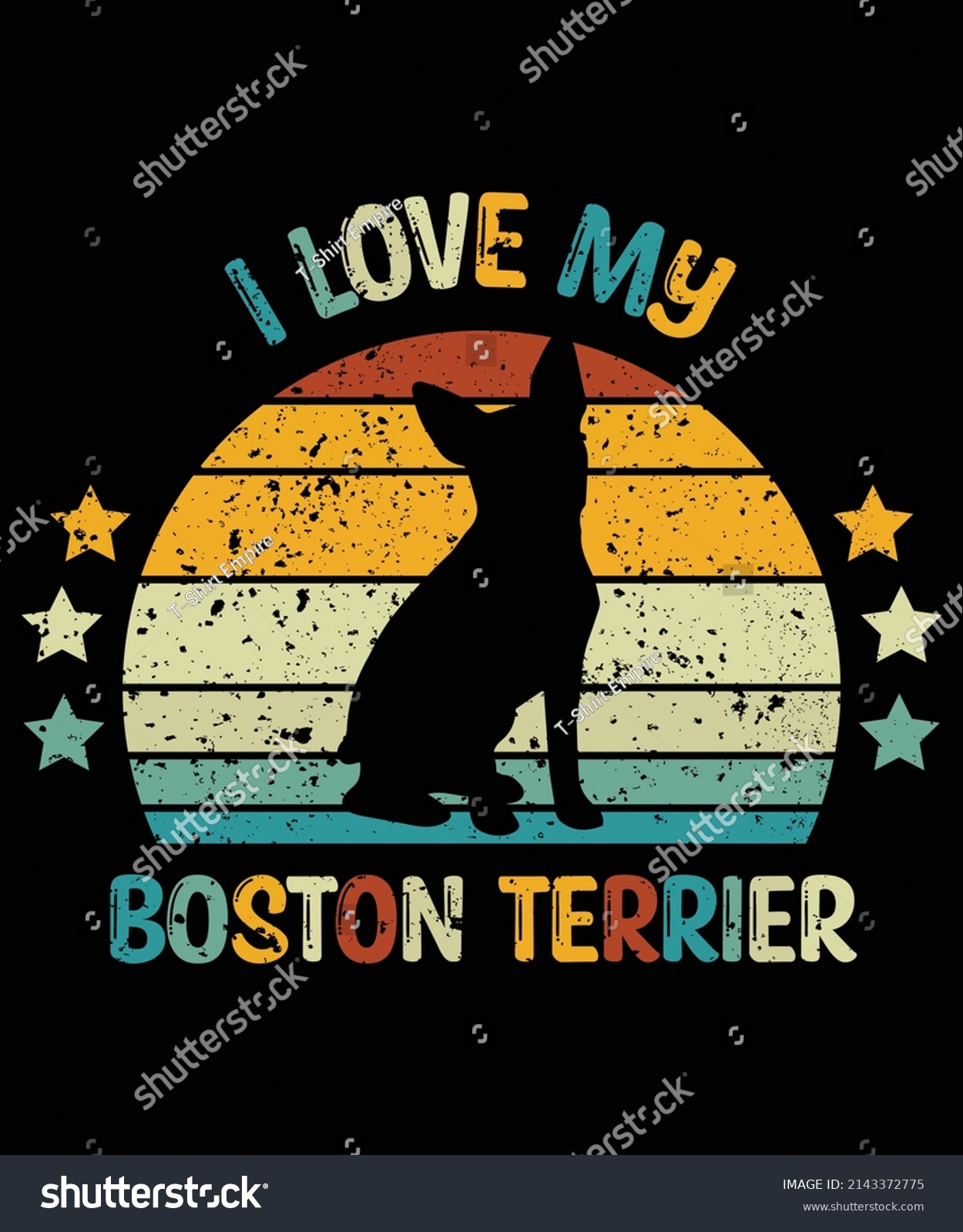 SVG of Boston Terrier silhouette vintage and retro t-shirt design
 svg