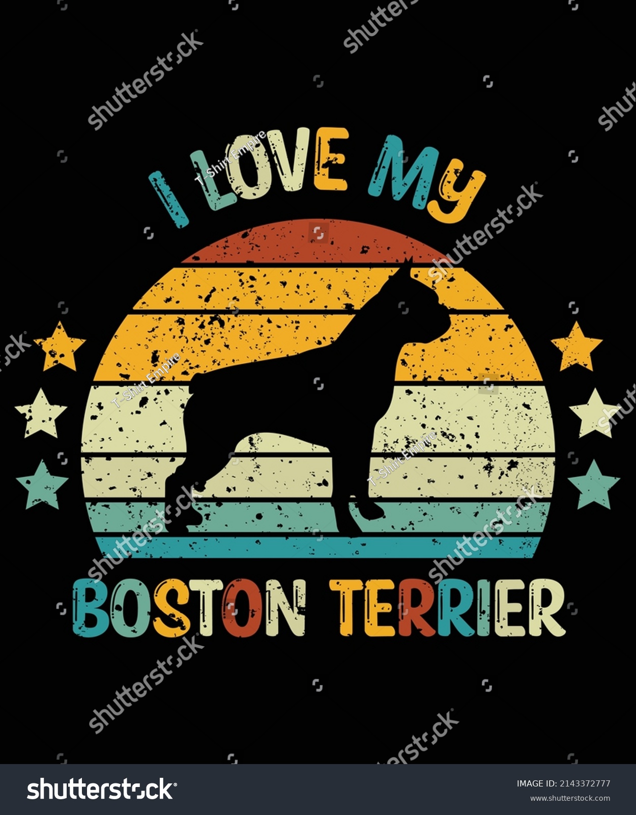 SVG of Boston Terrier silhouette vintage and retro t-shirt design
 svg