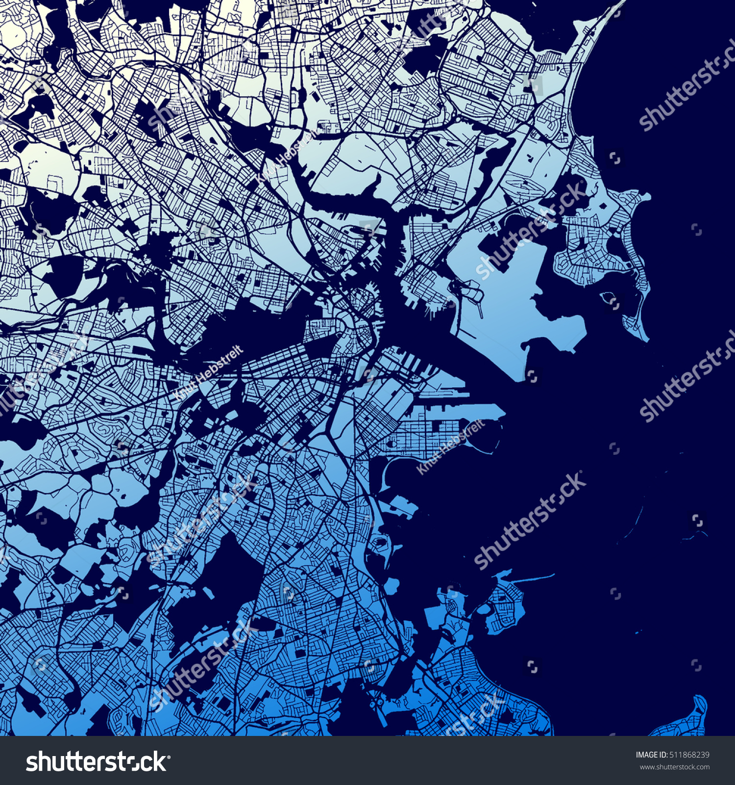 SVG of Boston Two-Tone Map Artprint, Vector Outline Version, ready for color change svg