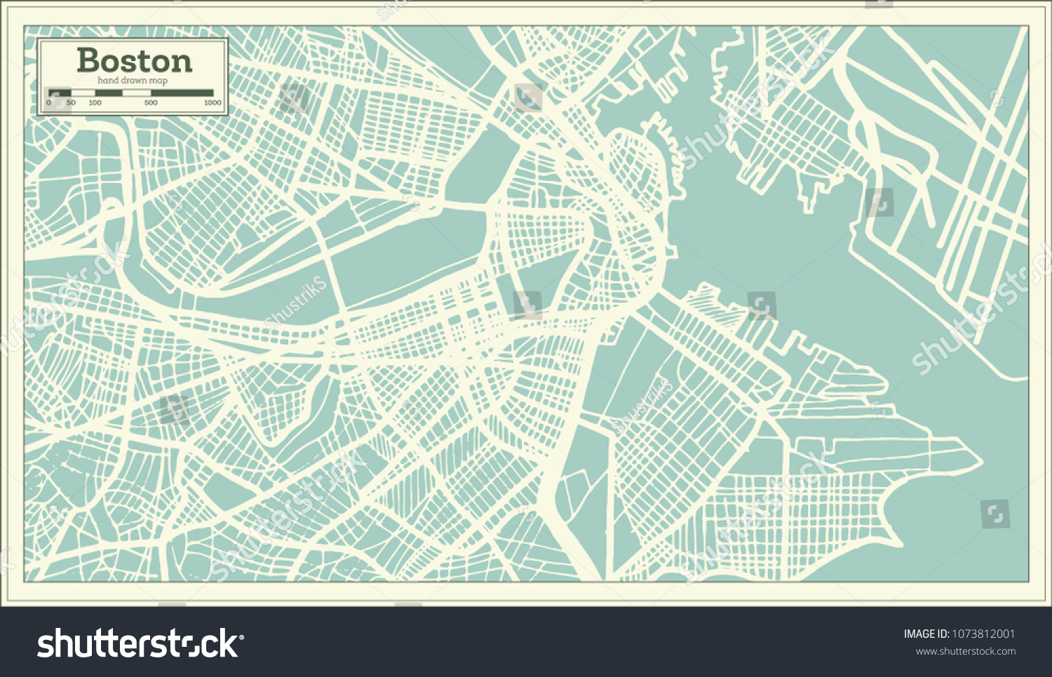 SVG of Boston USA City Map in Retro Style. Outline Map. Vector Illustration. svg
