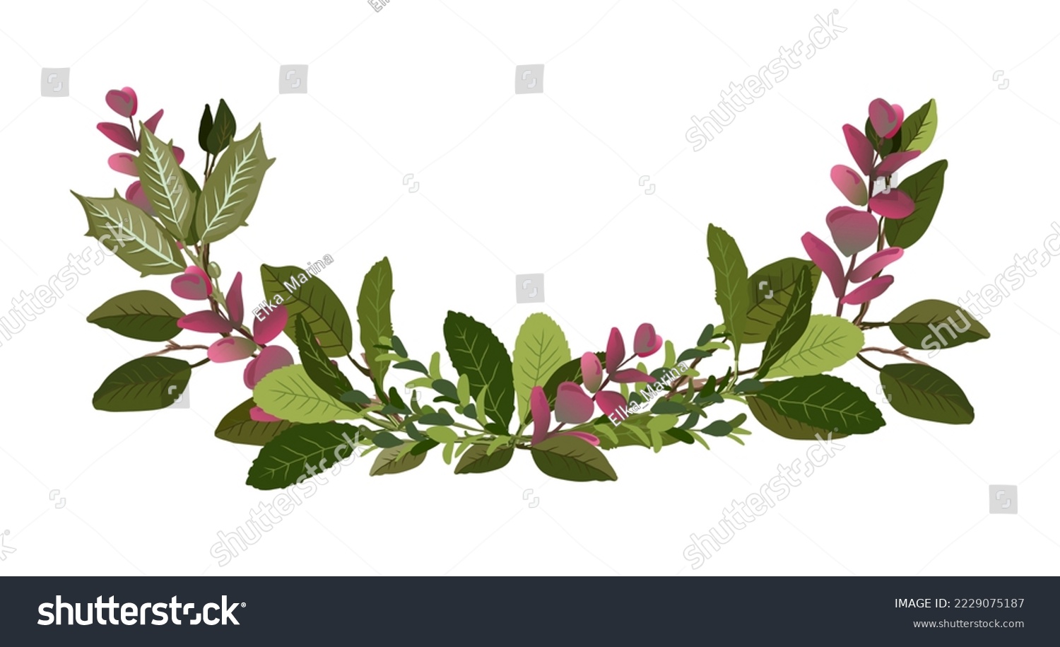 SVG of Botanical elements half wreath. Branches composition for decoration svg