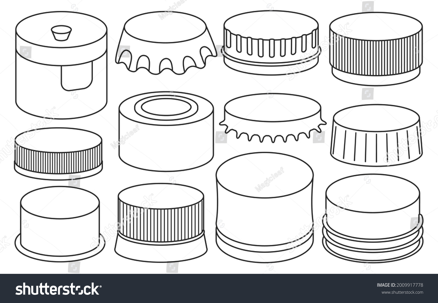 SVG of Bottle caps isolated outline set icon. outline set icon lid of cover . Vector illustration bottle caps on white background. svg