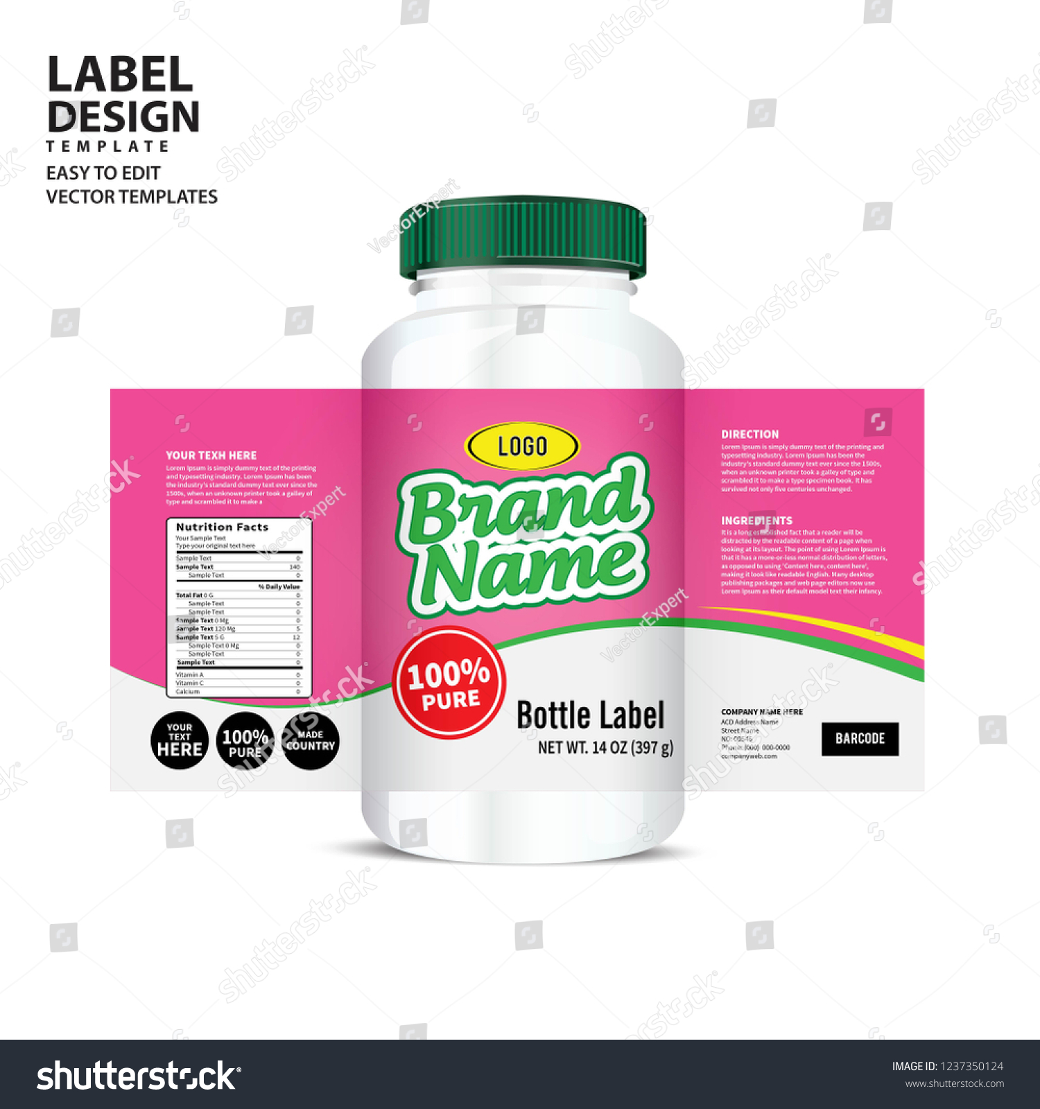 Bottle Label Package Template Design Label Stock Vector (Royalty Throughout Pill Bottle Label Template