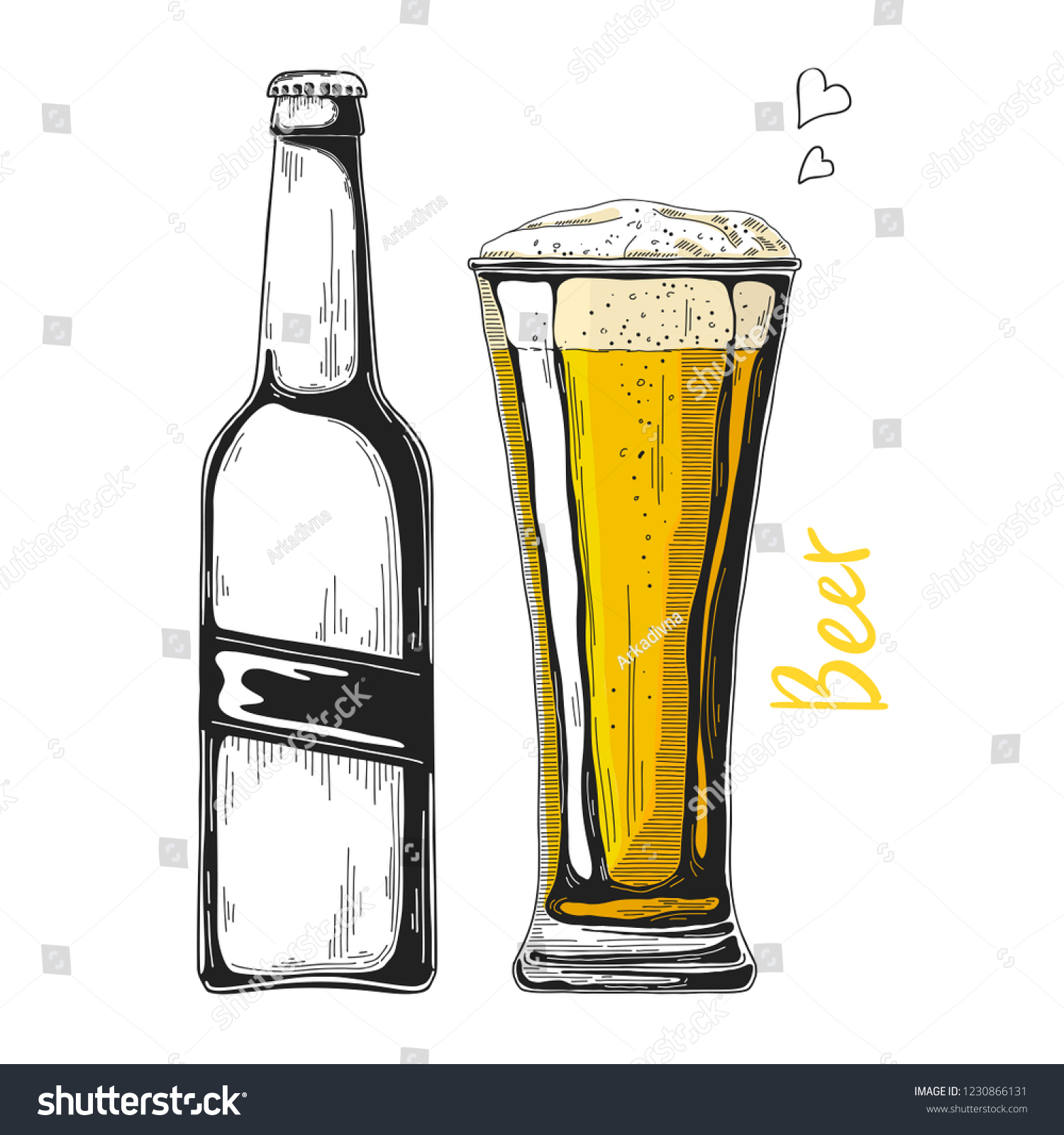 Bottle Beer Glass Beer Vector Illustration のベクター画像素材 ロイヤリティフリー