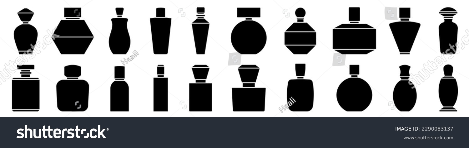 SVG of Bottle of perfume. Set of silhouette of perfume bottles. Fragrance bottle icon. Vector illustration svg