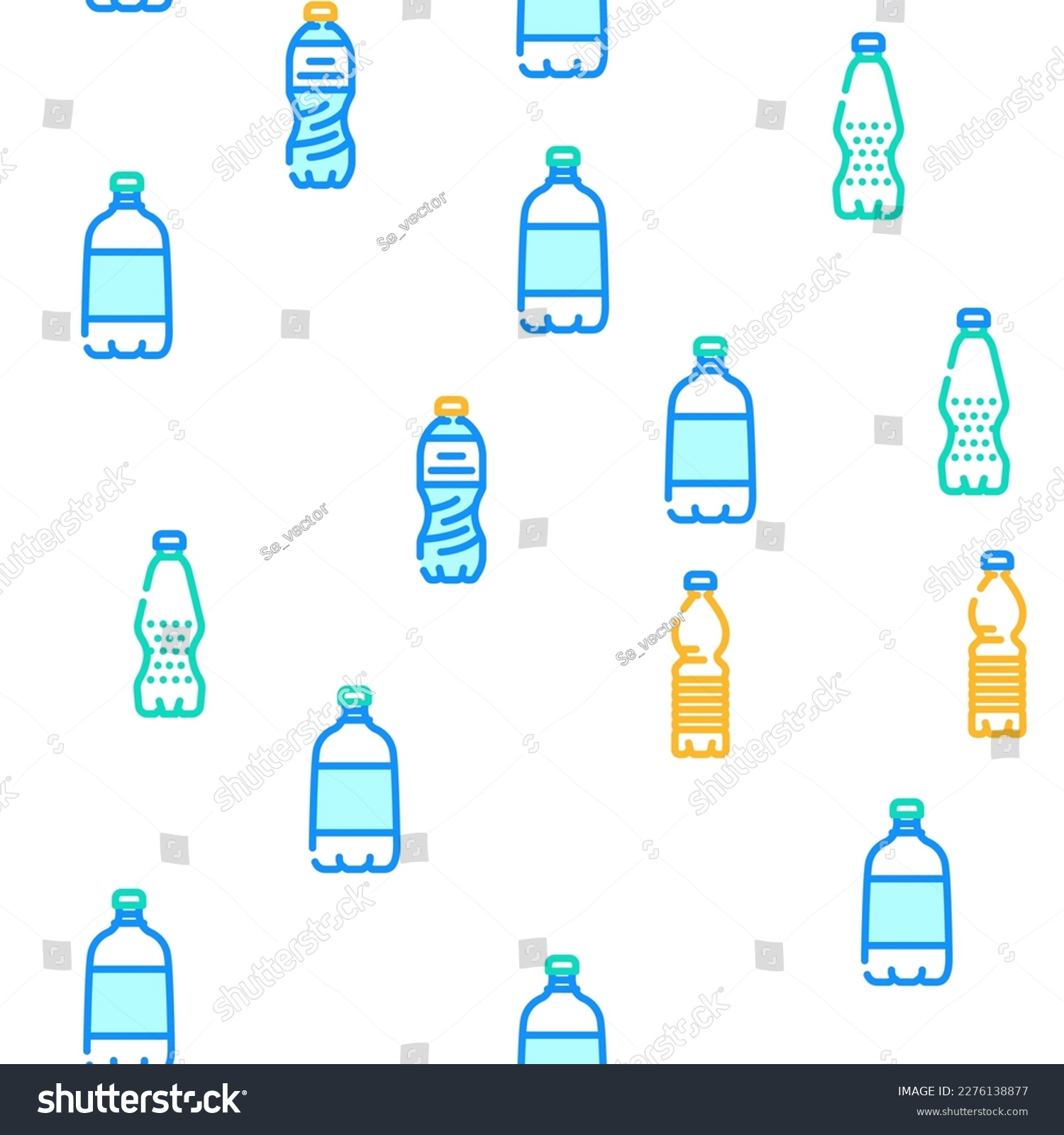 SVG of bottle plastic water drink vector seamless pattern thin line illustration svg
