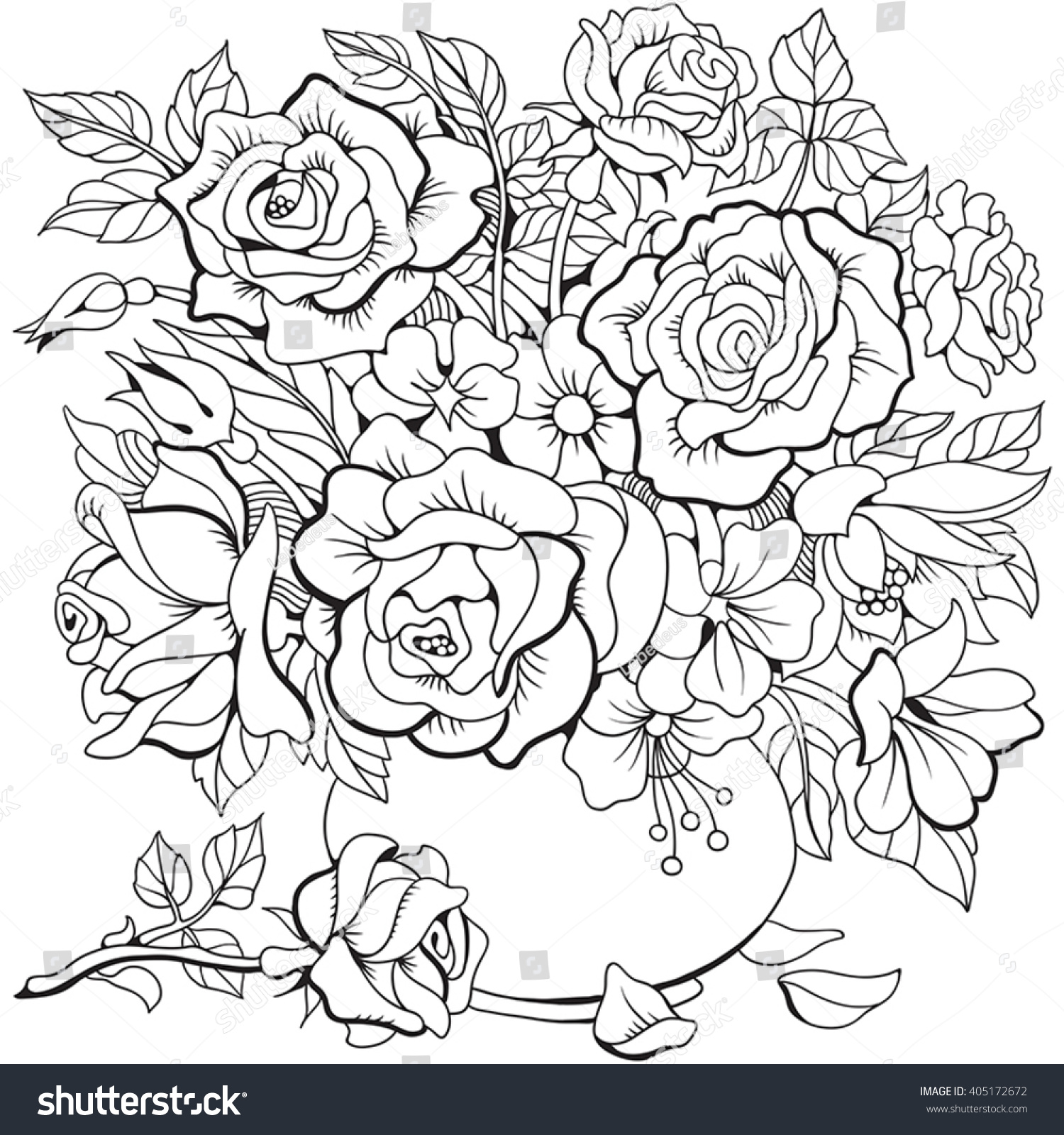 Bouquet of different flowers Coloring page