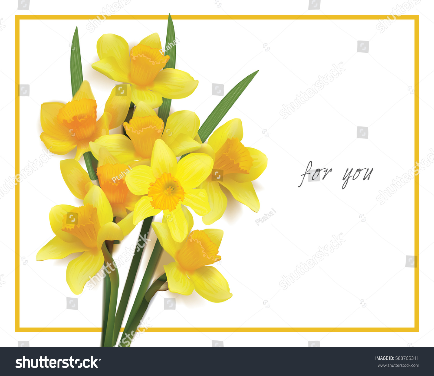 SVG of bouquet of yellow daffodils on a white background. Photorealistic vector. for you svg