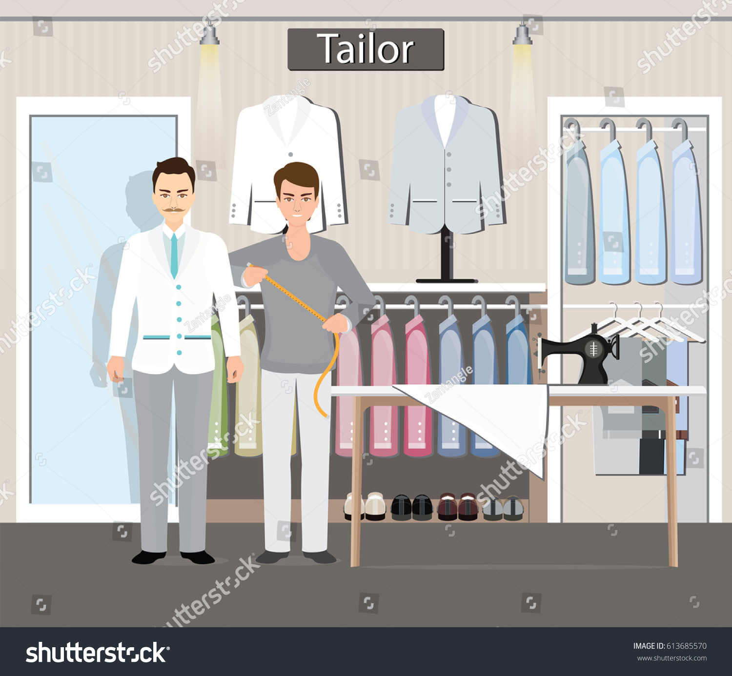 Boutique Indoor Mens Cloths Fashion Tailor Stock Vector 613685570 ...