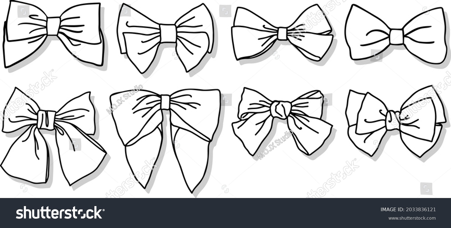 Bow Collection Hand Drawn Doodled Vector Stock Vector (Royalty Free ...