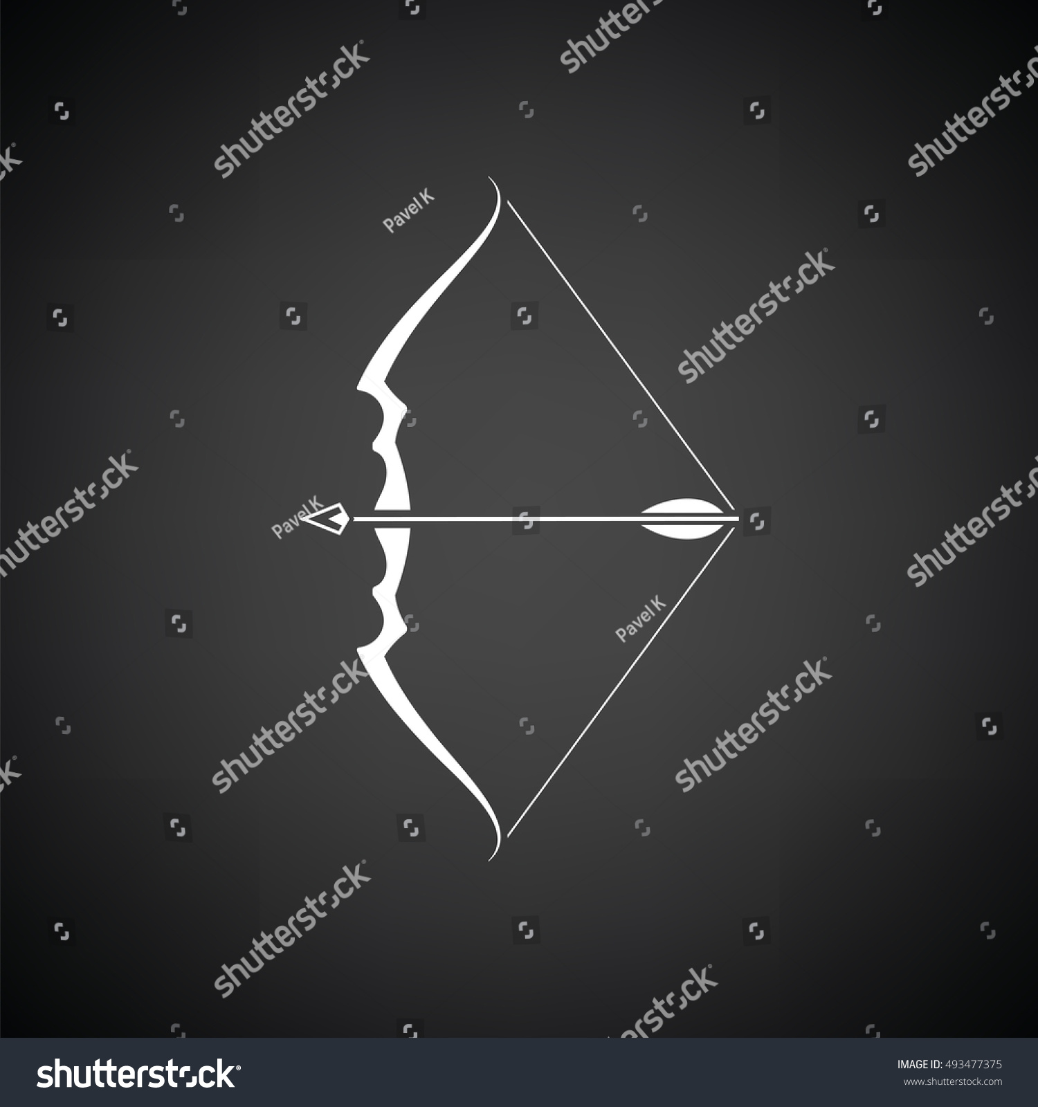 Bow Arrow Icon Black Background White Stock Vector 493477375 - Shutterstock