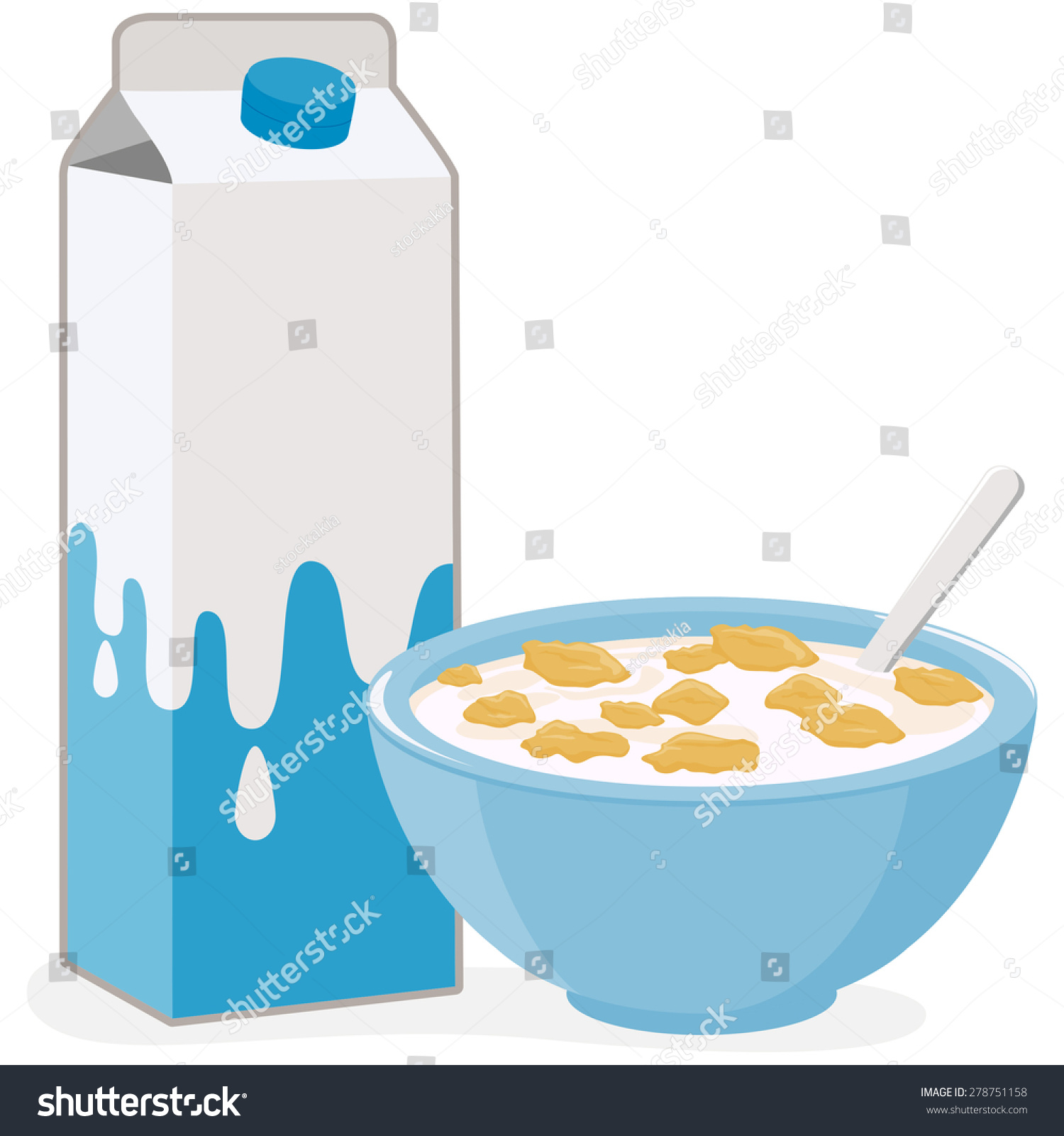 Bowl Of Cereal And Milk Carton. Stock Vector Illustration 278751158 ...